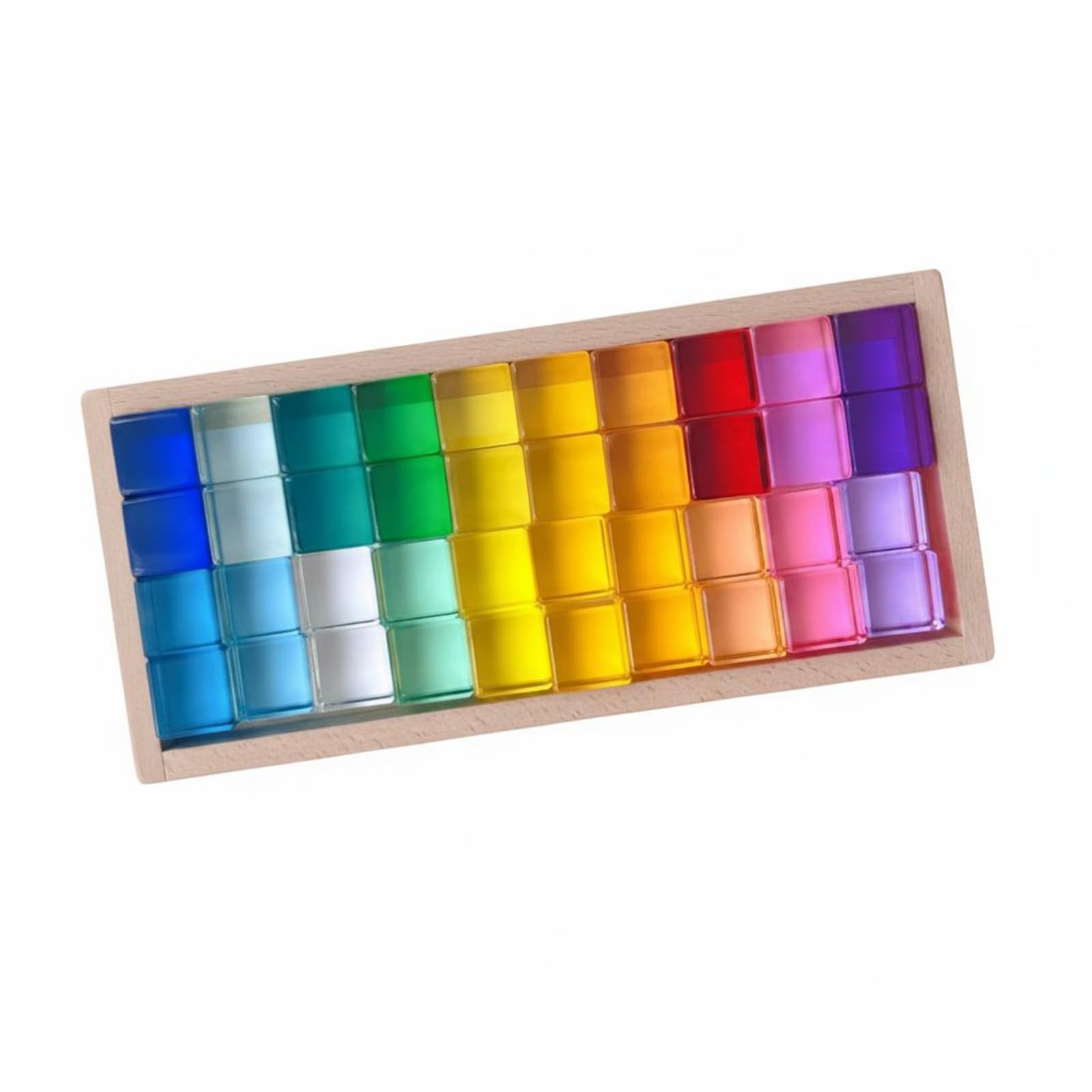 Acryl-sinnesbausteine Würfelspiel Acrylblock Pädagogisches Spielzeug Holzunterlage Glatte Außenfläche Transparente Innenstruktur für Büro Regal Kinderzimmer, Transparente Kombination 5