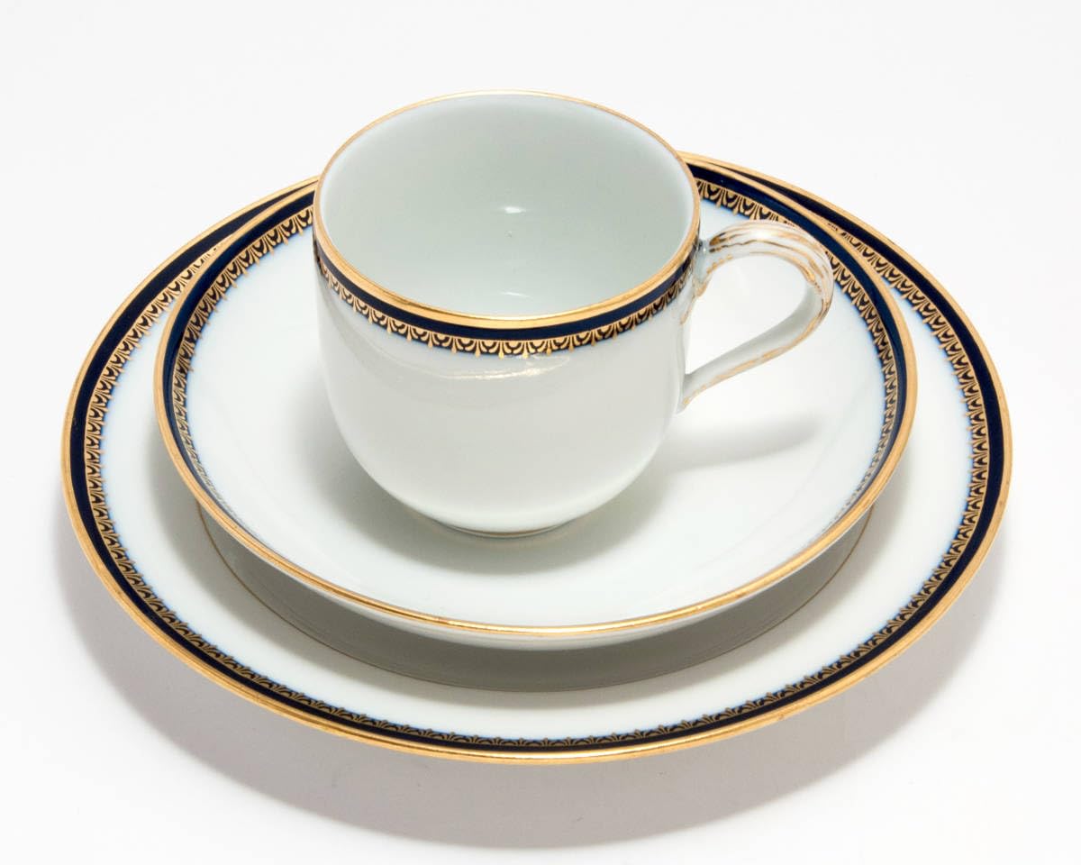 Amazon.co.jp: 古マイセン 金彩 コバルトの縁取り Aカンテ コーヒー  
