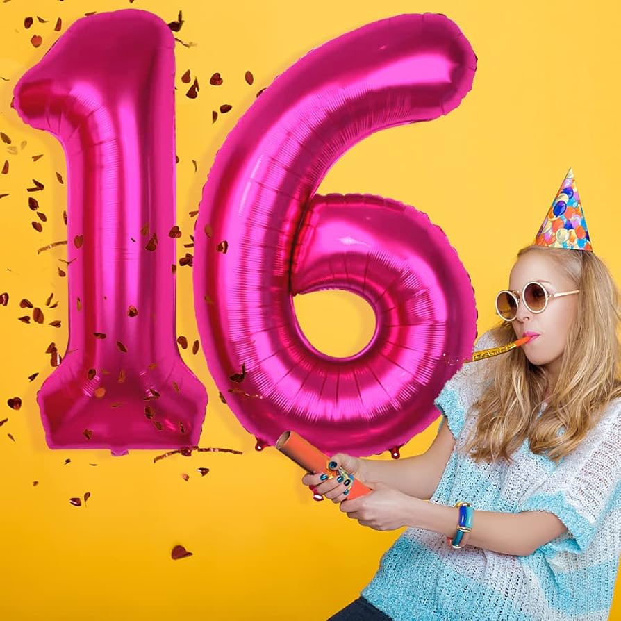 Amazon | 40インチ Lサイズ ホットピンク 16個のバルーン 数字16