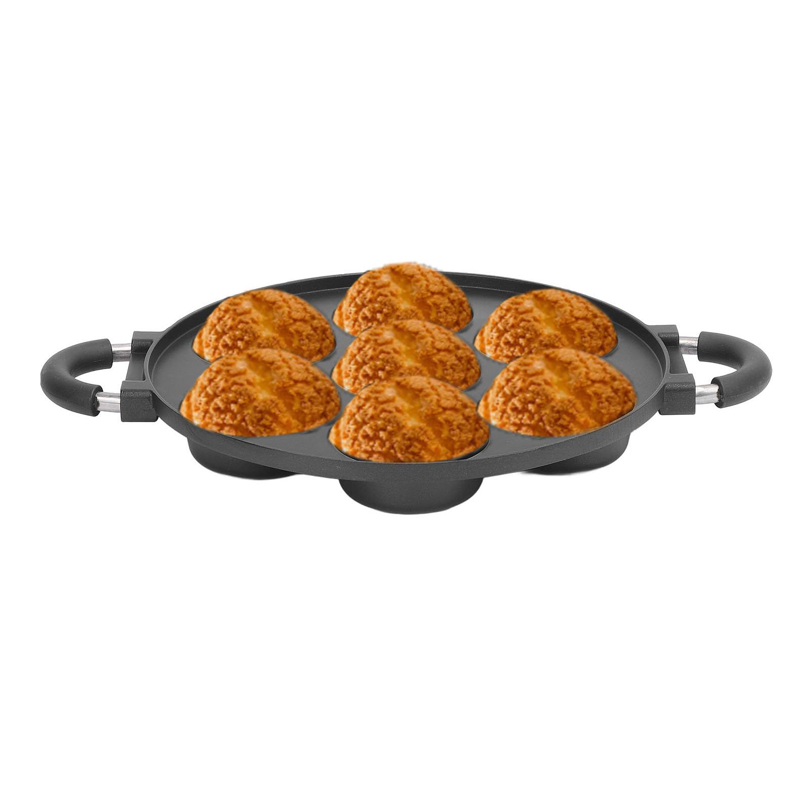 Moule à beignets 7 trous en alliage d'aluminium antiadhésif |Chauffage uniforme pour des beignets idéaux à chaque fois |Poignée confortable Dégagement facile |pour la