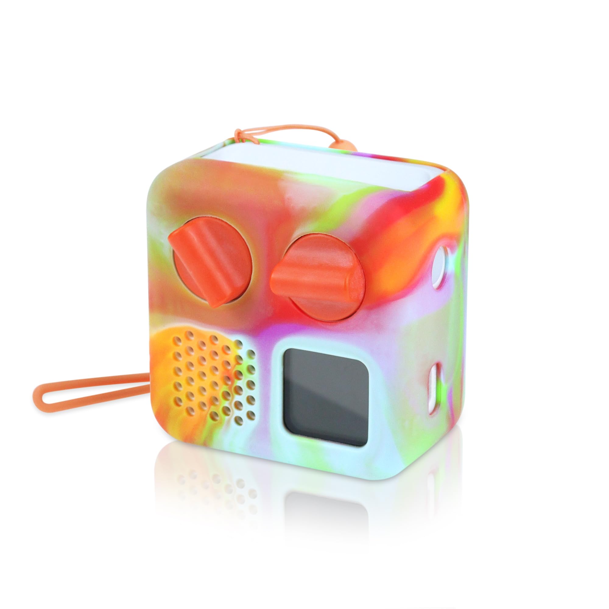 Annmore Case for Yoto Mini Player, Silicone Cover, Modern Plaid Pattern, Unisex, Multicolor, Flexible Design, Strap, Protects During Outdoor Activities, Traveling, Everyday Use