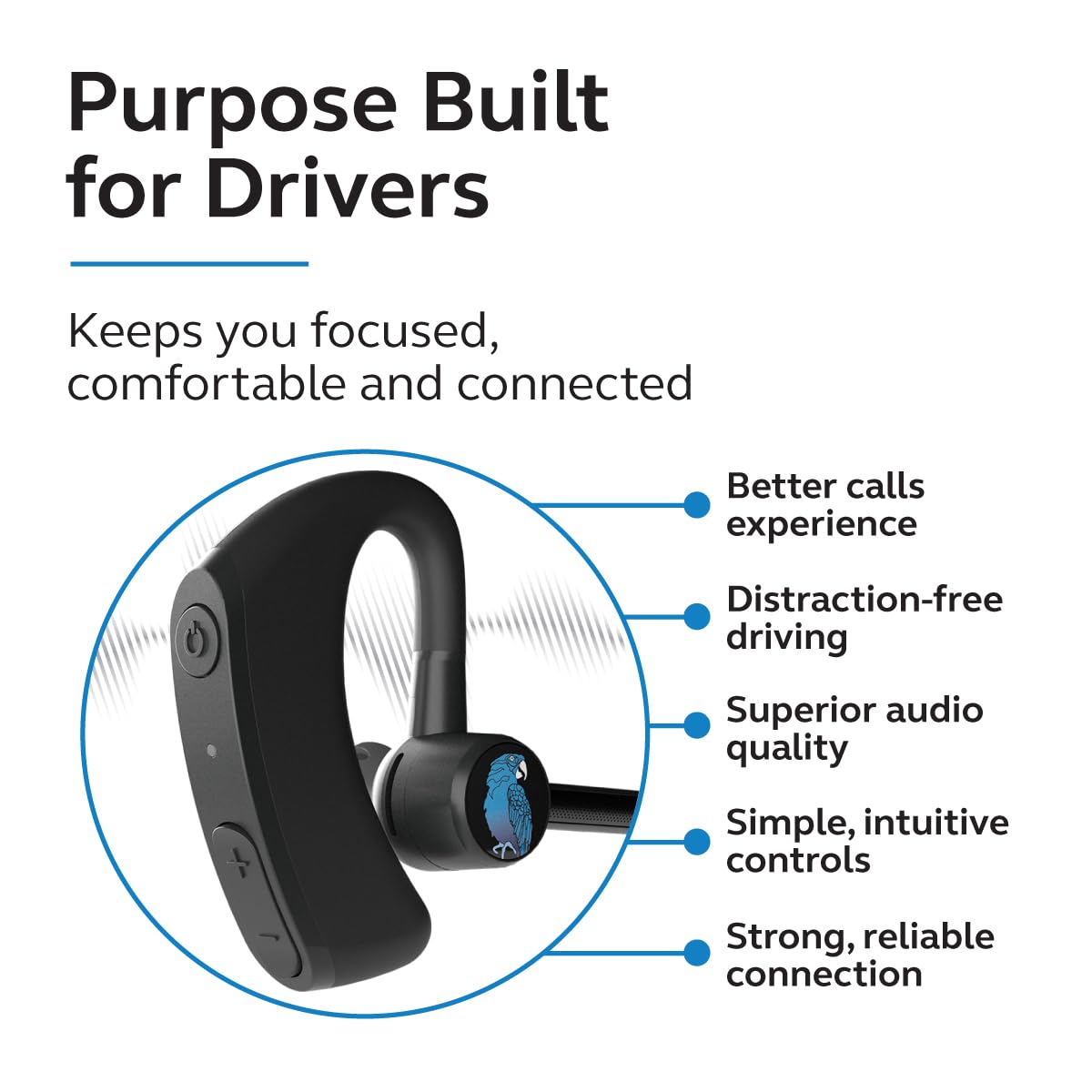 BlueParrott M500-XT Mono Bluetooth Wireless Noise-Cancelling Headset, Intelligent Dual Mic, 11-Hour Talk Time, Black — view 7