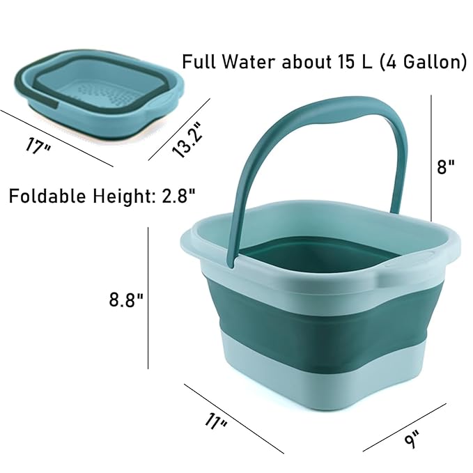 Tina Plegable para Baño de Pies con Masaje, Cubeta de Plástico con Asas miniatura 2