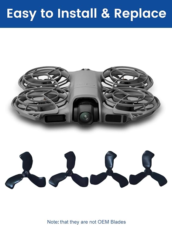4Pcs Propellers Compatible with DJI Neo 2 Accessories Plastic Replacement Propeller Blades, Lightweight Quiet Low-Noise Design, Durable Flexible Drone Spare Parts Including Screws and Screwdriver