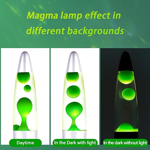 Miniatura 4 de Lámpara de magma verde con para adultos y niños, lámparas de movimiento líquido de 13 pulgadas, luz nocturna con base plateada y decoración de tapa