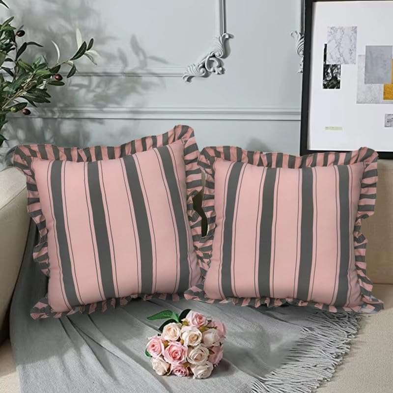 Stripe Pattern Cushion Cover 16 inch x 16 inch Set of 2 – Premium Soft Microfiber Decorative Covers for Sofa, Couch, Pillow – Aesthetic Multicolor Festival Cushions-image-9