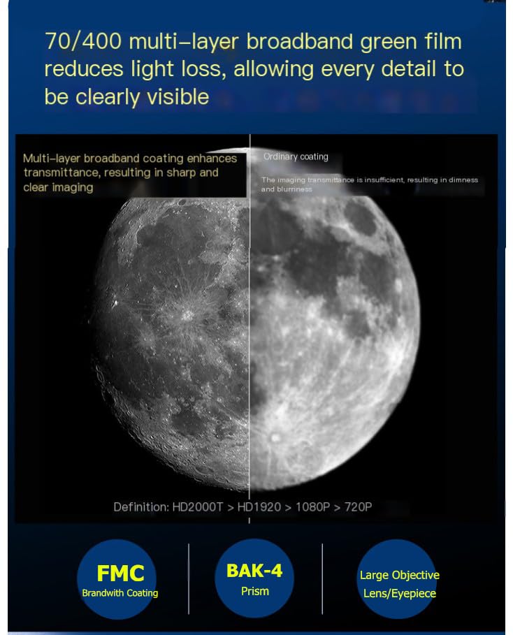 Image of Welfiit Astronomy Beginner's Telescope, with A 400mm Focal Length and 70mm Aperture, A Portable Adult Telescope with A Tripod
