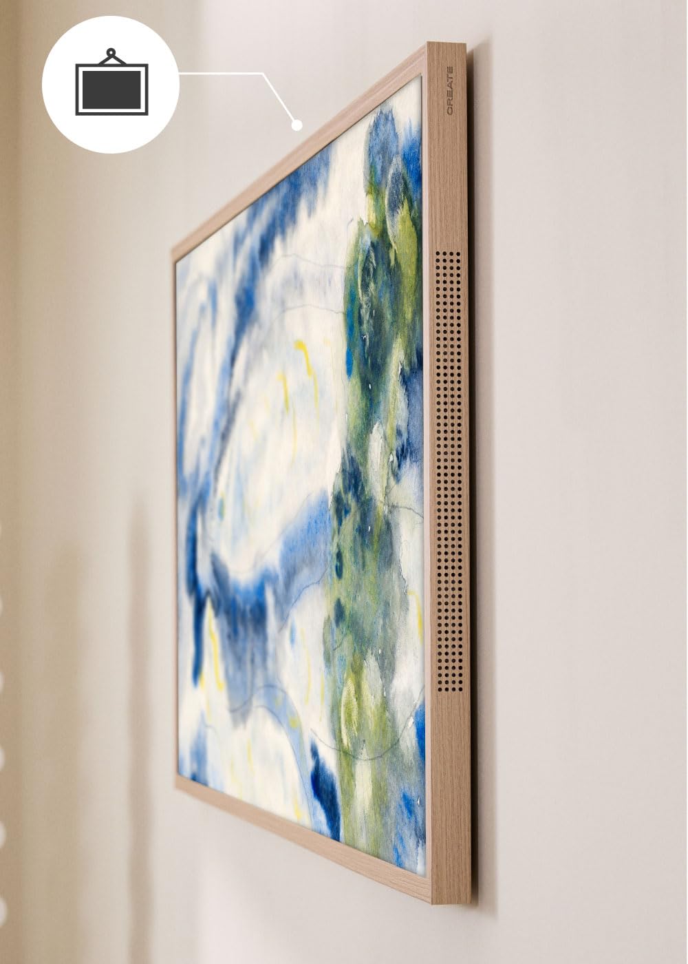 CREATE / TV Art Matte/Fernsehen Smart QLED 4K 55“ Naturholz/Blendfreier Bildschirm und Kunstgalerie, Sprachsteuerung, Lichtsensor, Low Blue Light, HDMI TM