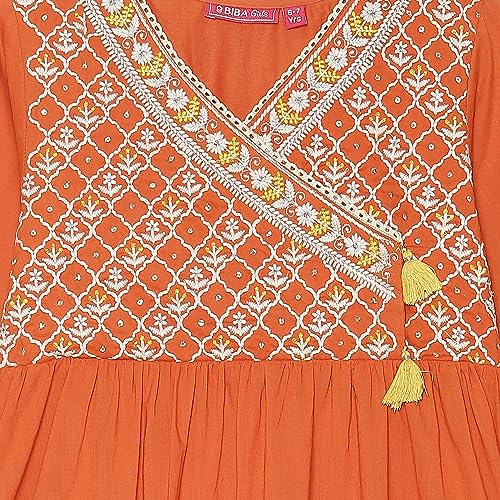 Image of BIBA Cotton Solid Gathered Semi-Formal Kurta With Salwar
