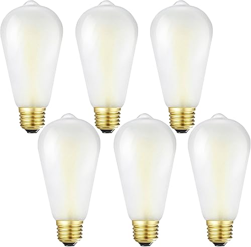 Miniatura 12 de – Bombillas LED regulables con diseño antiguo, rosca E26, satinadas, 6 vatios equivalentes a 60 vatios, 600 lúmenes, AC120V, luz blanca suave 3000K,