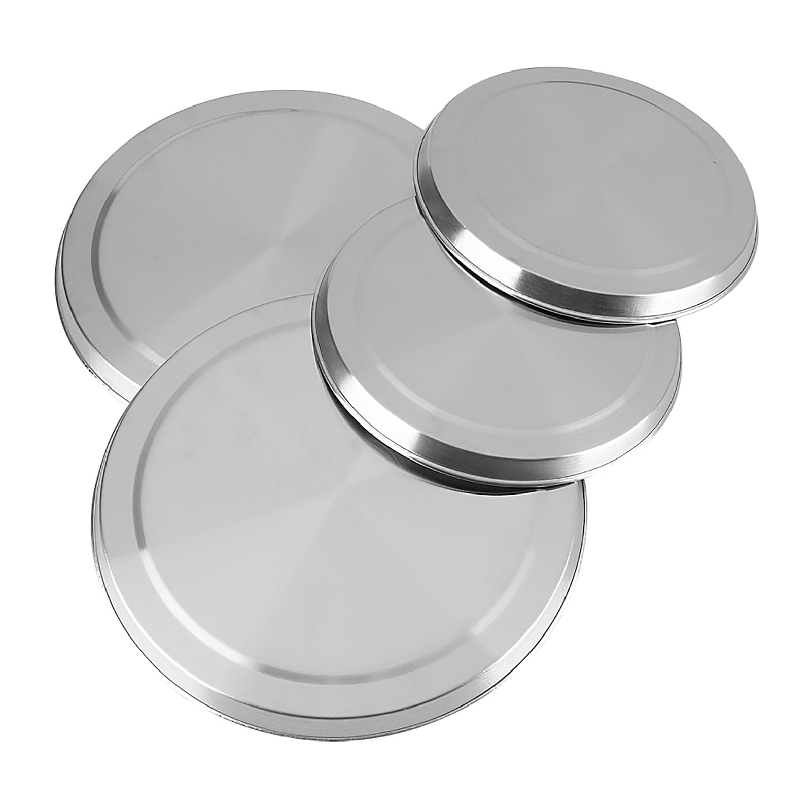 Edelstahl Herdabdeckplatten Rund 4er Set, Herdplatten Abdeckungen für Elektroherd, 2×21cm & 2×17cm Herdabdeckplatten Edelstahl Silber Herdplattenabdeckung