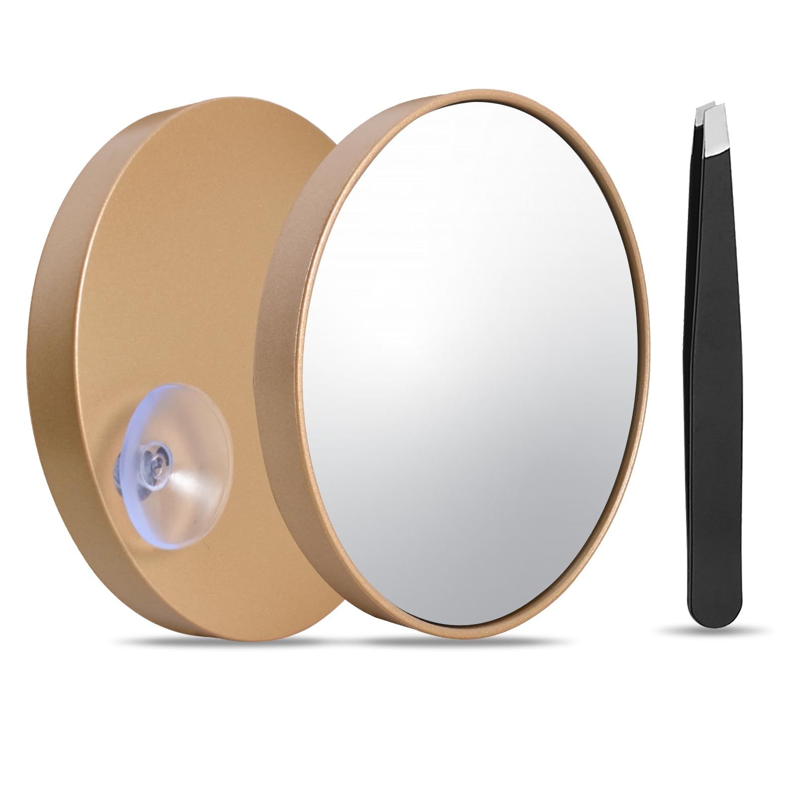 Naapesi Espejo de Aumento de 30 Aumentos con Ventosa y Pinzas, Espejo de Aumento Pequeño, 3.5 Pulgadas como Espejo de Viaje para Depilar Cejas para Viajes, Baño, Maquillaje, Afeitado, Cjas (Oro Rosa)