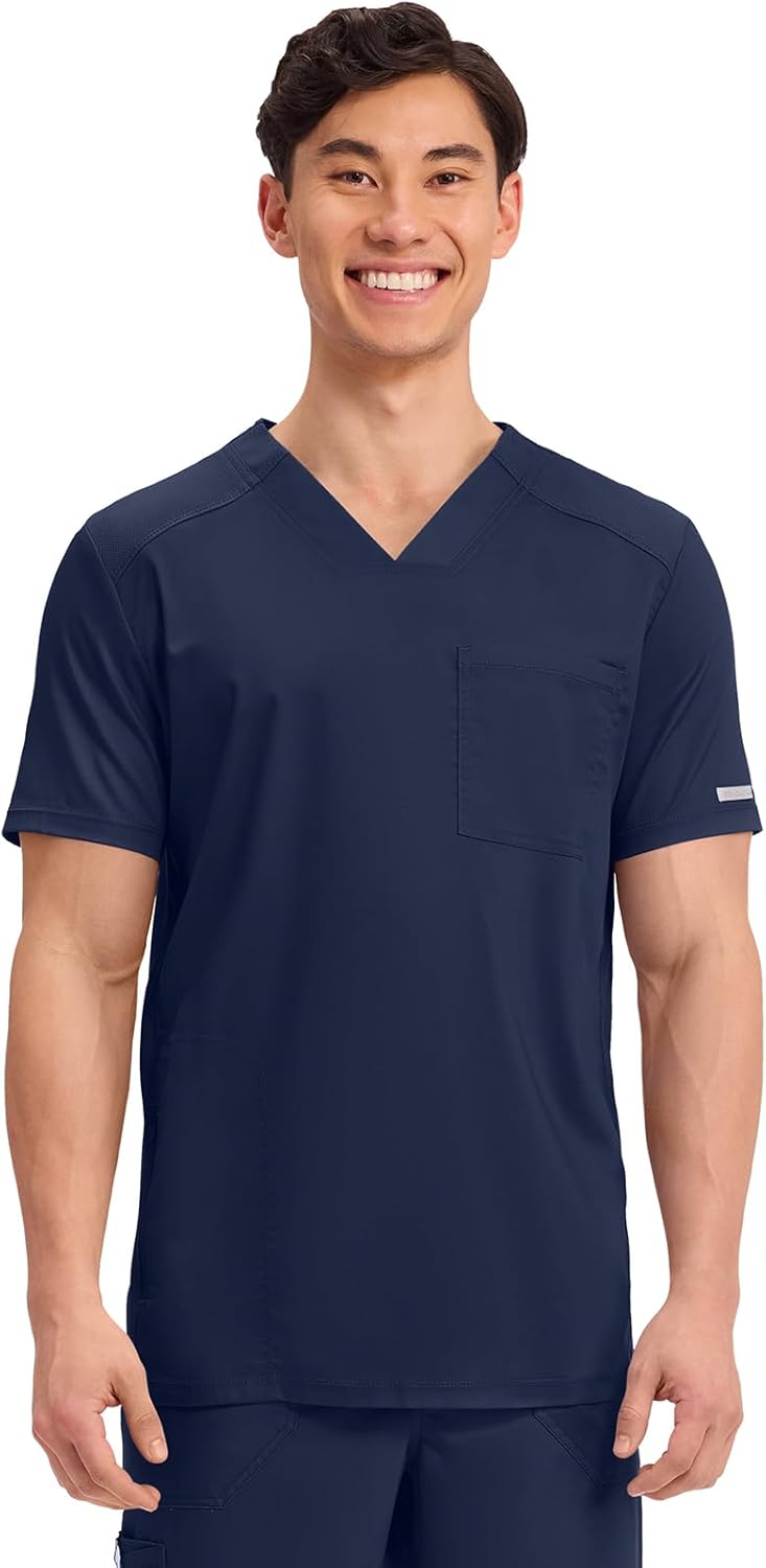 Cherokee Men's V-Neck Scrub Top with Mesh Yoke and Side Panels for Extra Breathability WW603