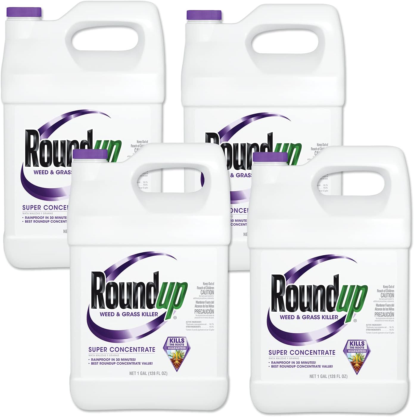 Roundup Weed and Grass Super Concentrate Killer (4 Pack), 1 Gallon