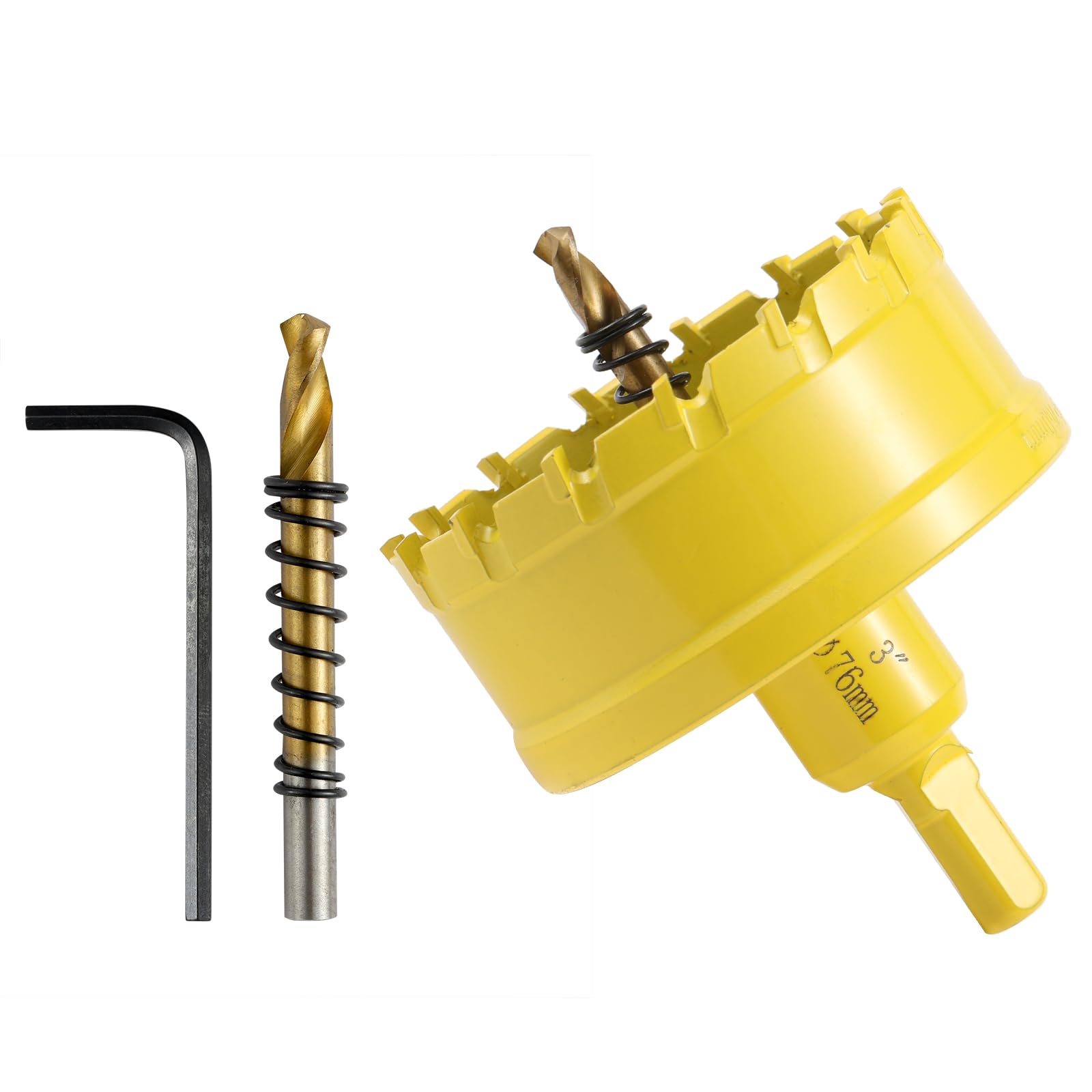 4PCS Carbide Hole Saw Kit for Metal,3''(76MM) TCT Hole Saw Set with Titanium-Plated Upgrade Pilot Drill bits for Stainless Steel,Hard Metal,Wood,