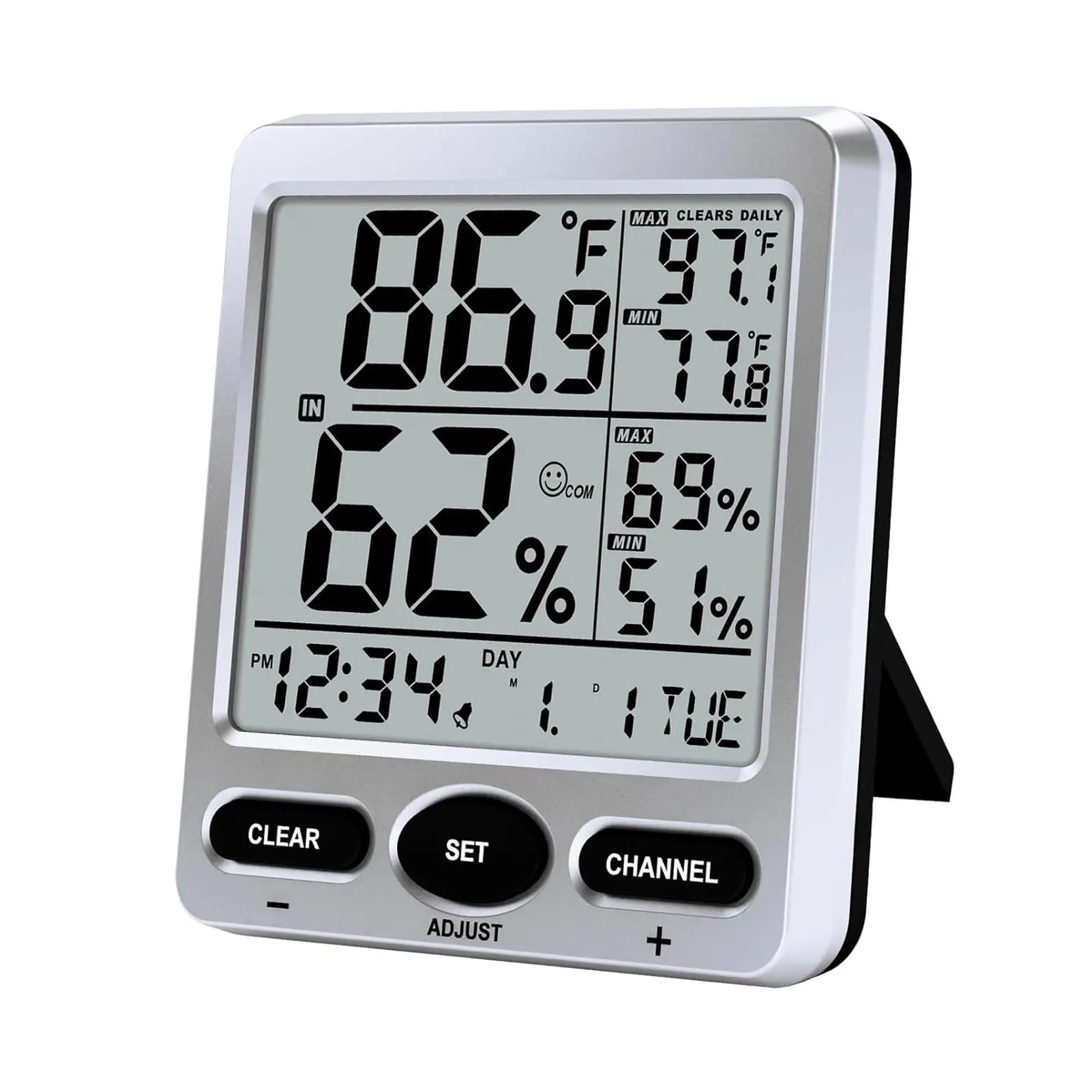 Digitales Thermometer-Hygrometer, Innenmonitor mit Alarm(WHITE)