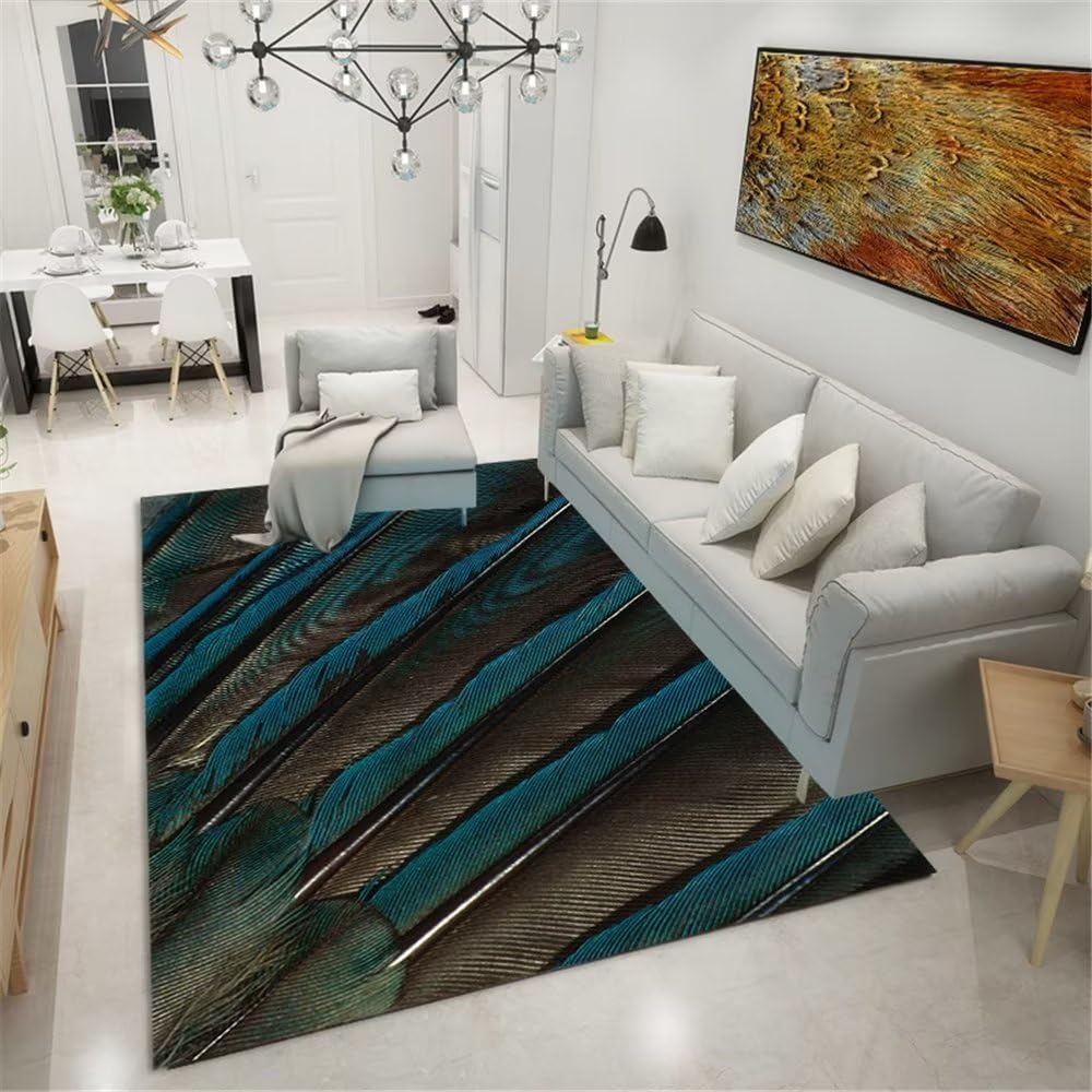 Moquette salon bleu doux 160x200 cm grand tapis rectangulaire pour sol de bureau