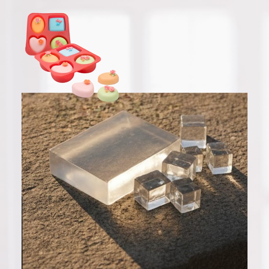 500 gm Uniform Setting Glycerin Soap Base Along with Flexible Siliconne Soap Mould SLS & Paraben Free-image-44