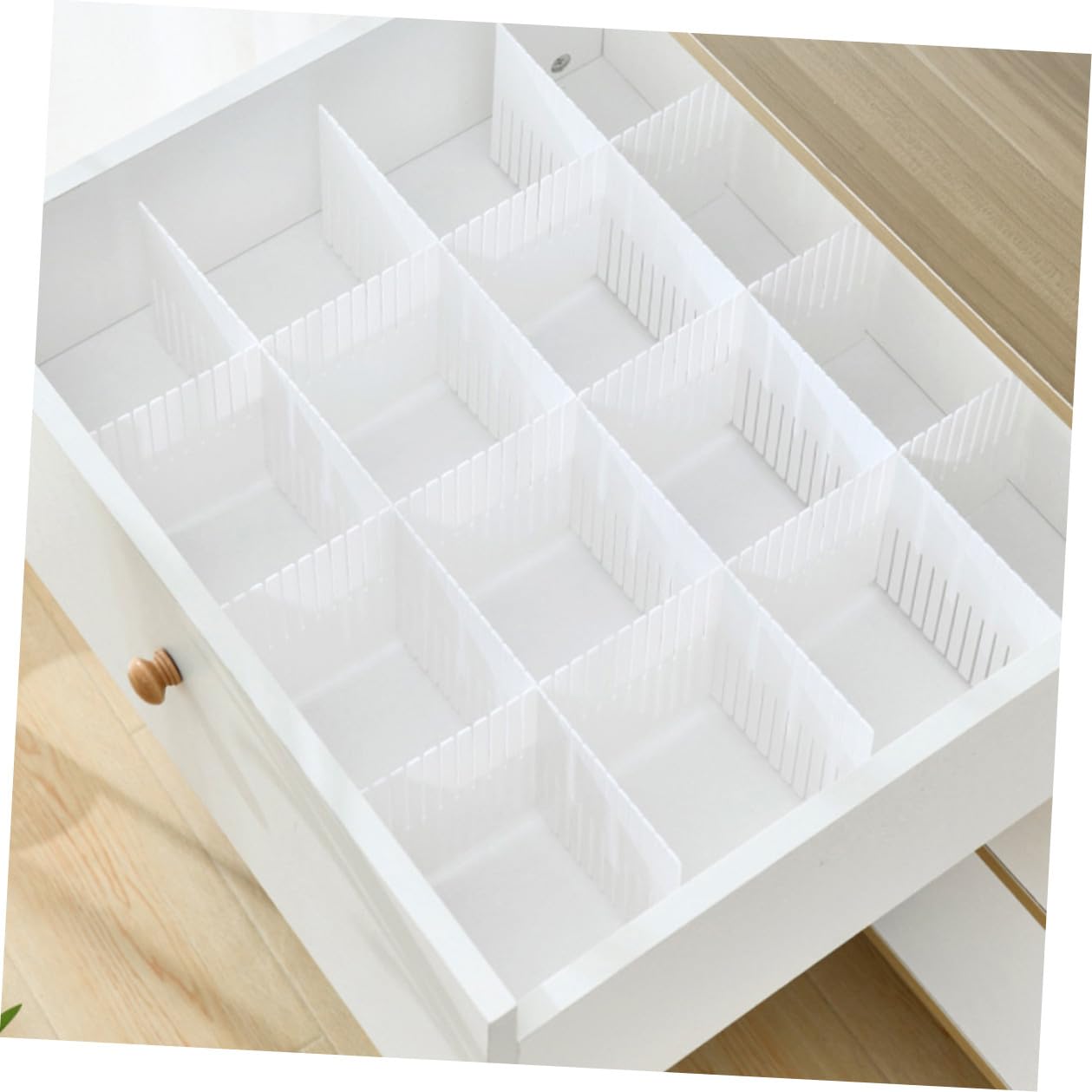 Divisori per Cassetti 10 Pezzi in Plastica per Organizzazione Casa Combinazione Libera per Separare e Ordinare Biancheria e Calze