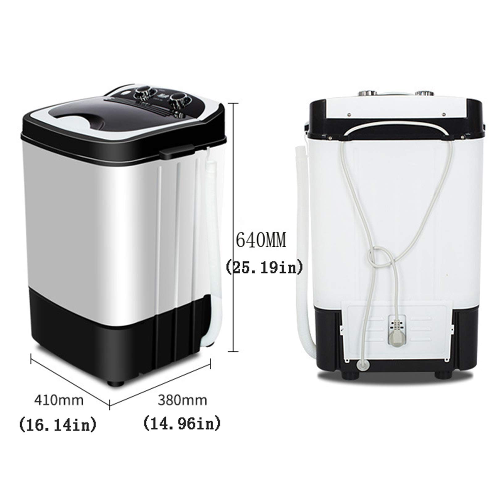 Lavatrice da Campeggio, Mini Lavatrice da Campeggio, per Biancheria da 7 kg, Risparmio Energetico e Idrico, Timer, Funzione Centrifuga Funzionamento Facile, Scarpe Lavabili,Nero