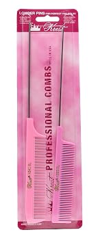 Krest Pintail Combs Weaving Foiling Fine Tooth Rattail Hair Cutting Comb Colors 2 Pc. Pink