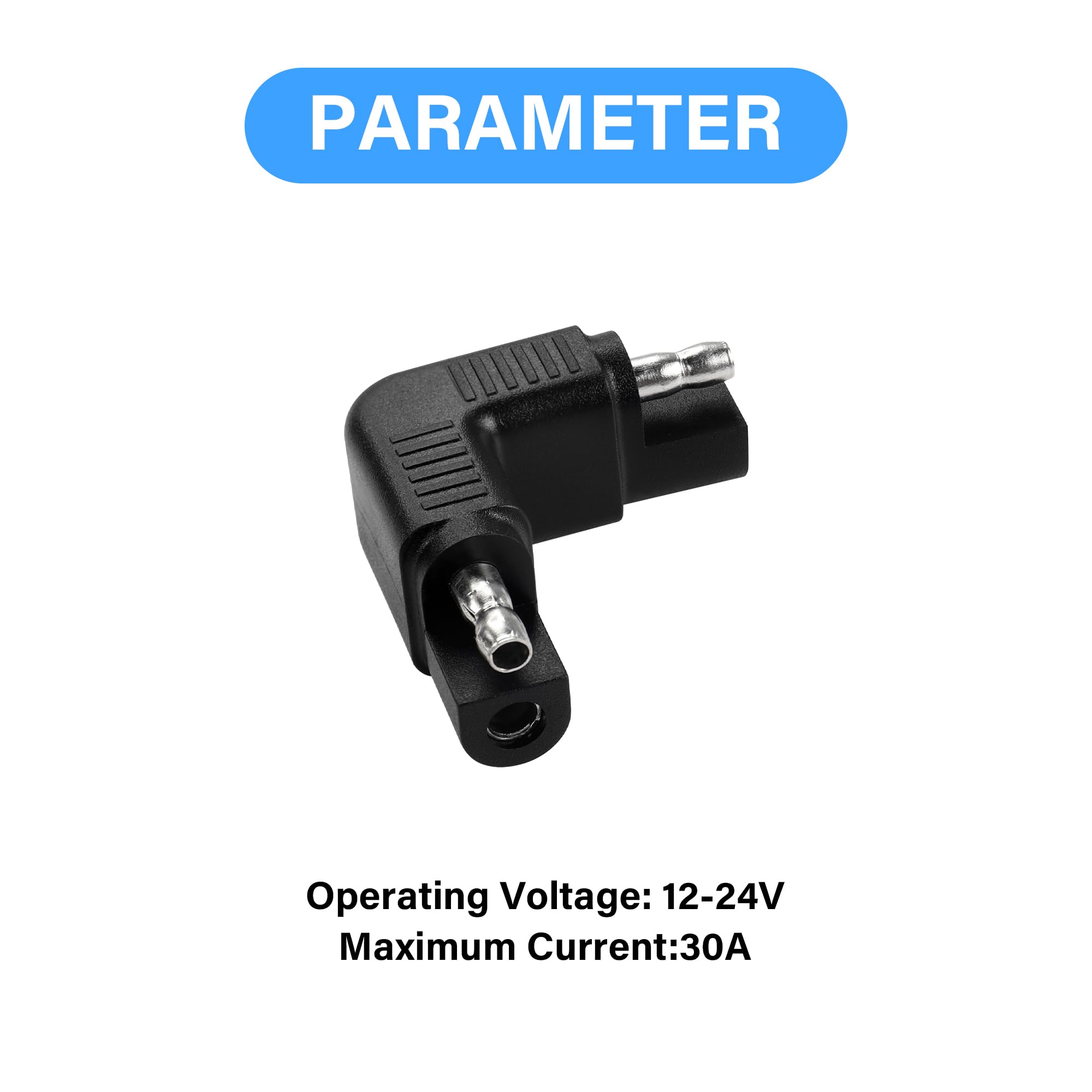 QIANRENON 2 Pezzi Connettore SAE A 90° Maschio-Maschio Con Inversione Di Polarità – Adattatore Angolare Per Pannelli Solari E Caricabatterie, 12V/24V 30A