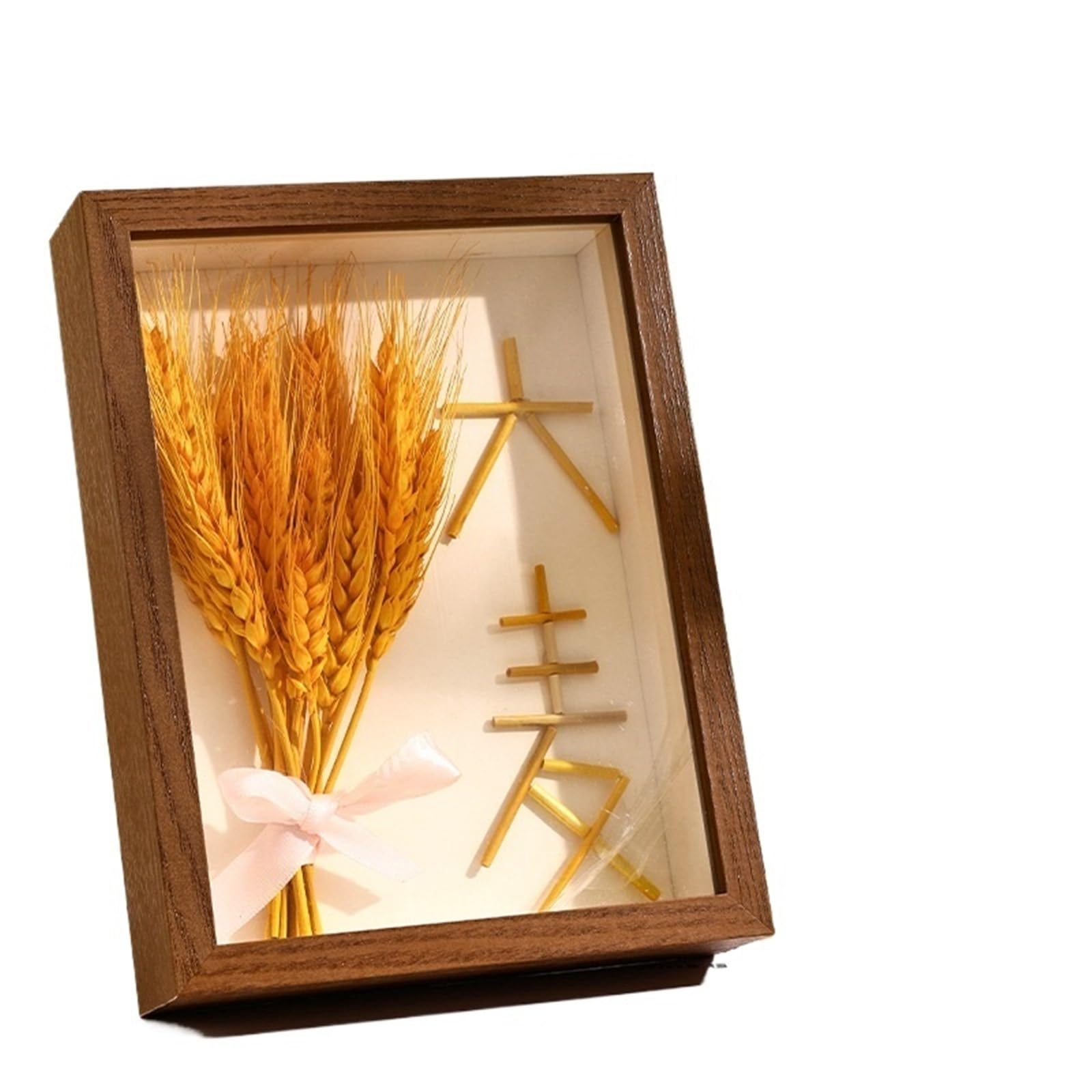 Shadow Box 2Pcs 7in 3D Hollow 3cm 5cm Photo Frame Dried Flower Specimen Holder DIY Handwork Display Wood Frame(Walnut-depth-5cm)