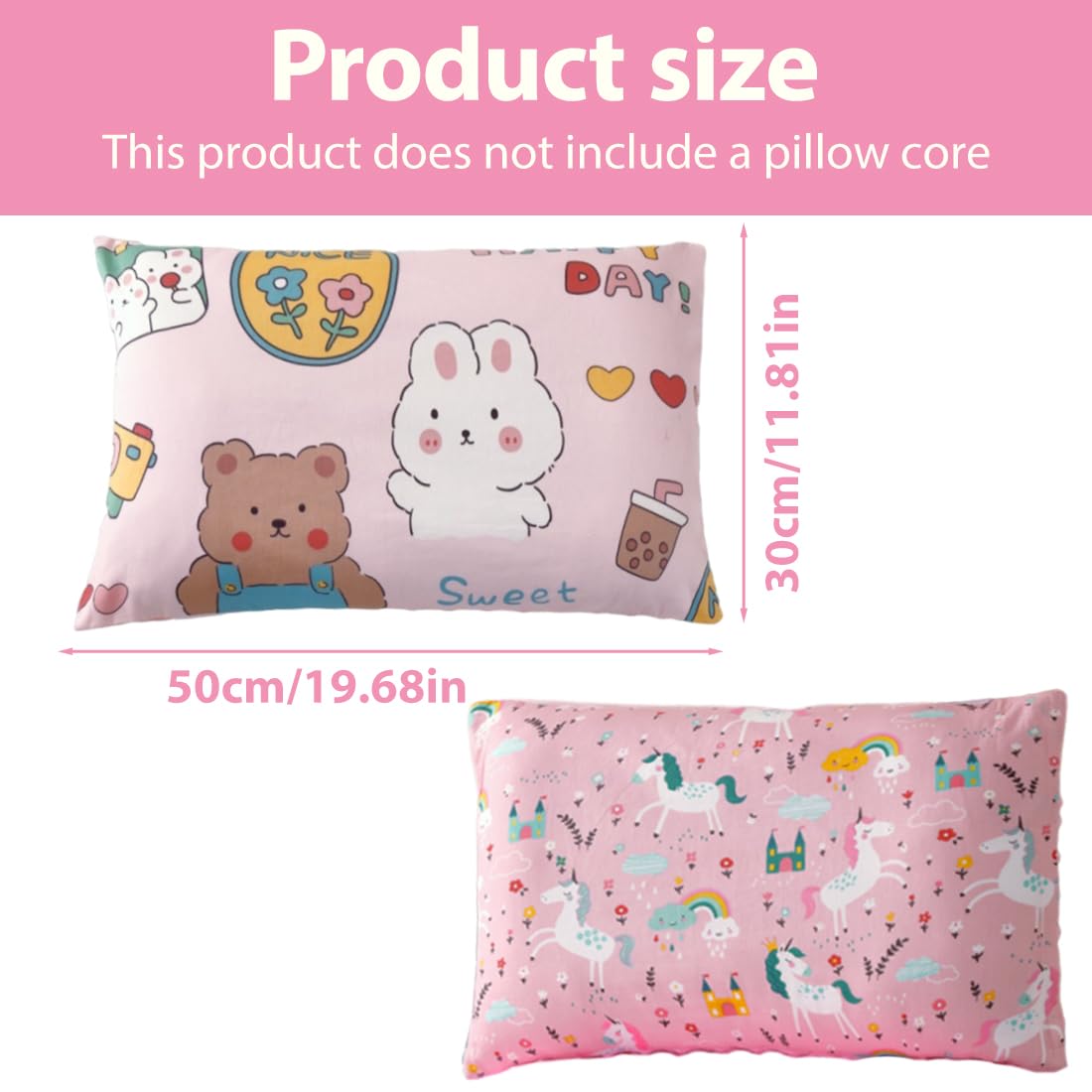 Federa cuscino per bambini 100% cotone 30x50cm 2 pezzi