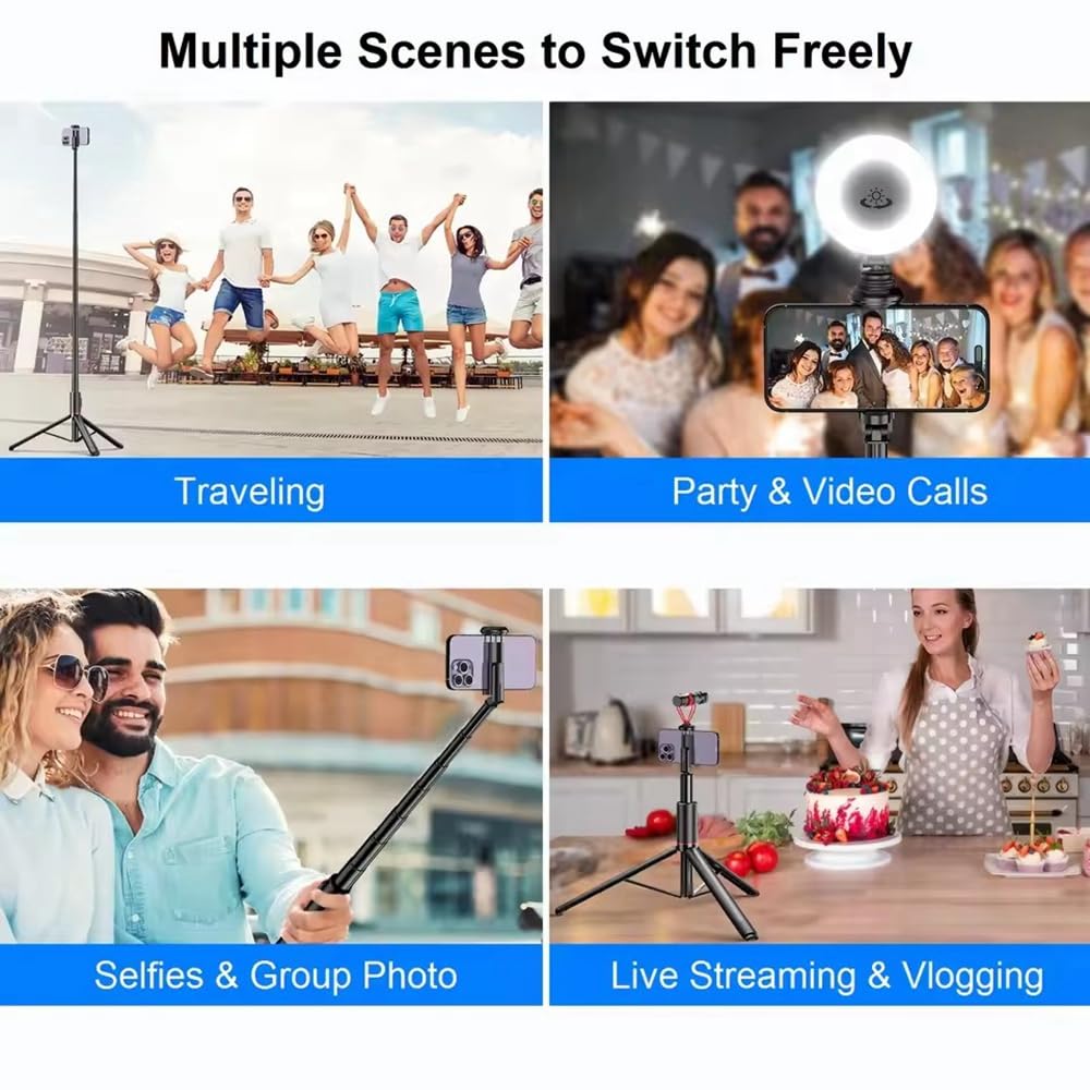 XIHAMA Bastone per selfie, treppiede estensibile con telecomando wireless, design tutto in 1, supporto per cellulare per smartphone, compatibile con iPhone 16, 15 Pro Max, Samsung, Android, iOS (72