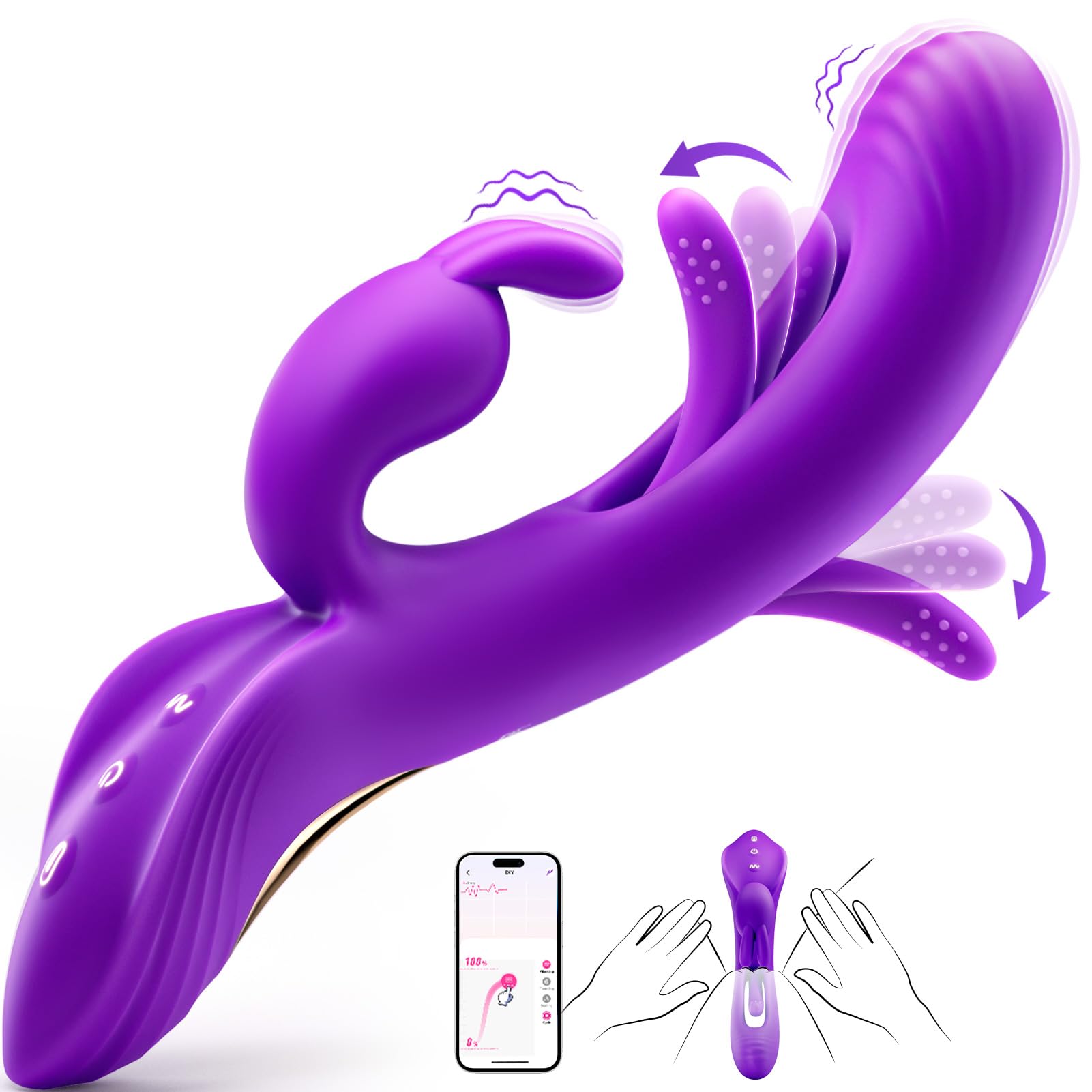 Vibrador 4 en 1 para mujer, juguete sexual con forma de conejo, con 7 modos de vibración y pulsaciones, nueva aplicación para estimular el punto G y el clítoris, para parejas.