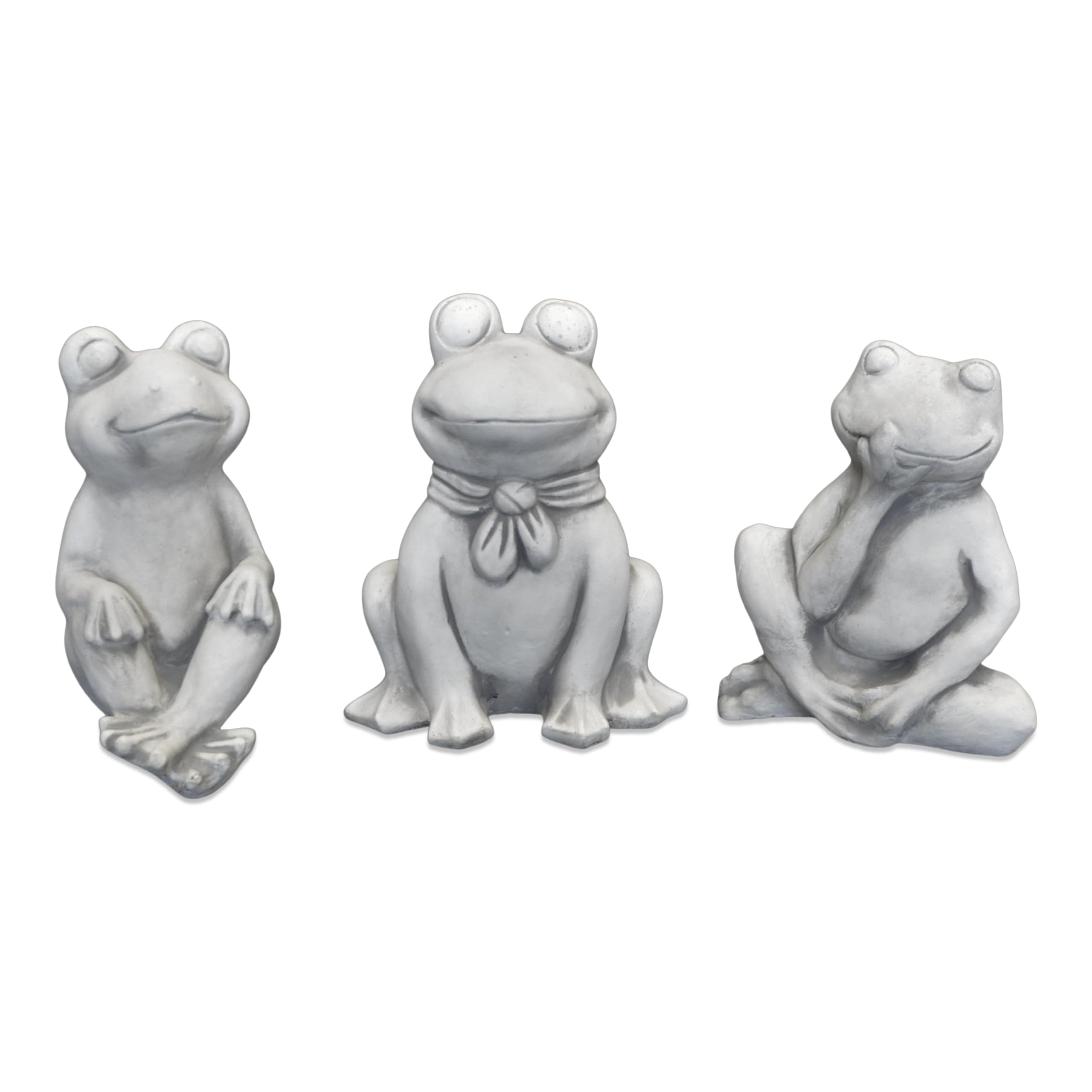 gartendekoparadies.de Froggi – der Glückliche Frosch, Steinfigur aus Steinguss, Grau, Frostsicher, H. 29 cm, 11 kg, für Außenbereich (Froggi)