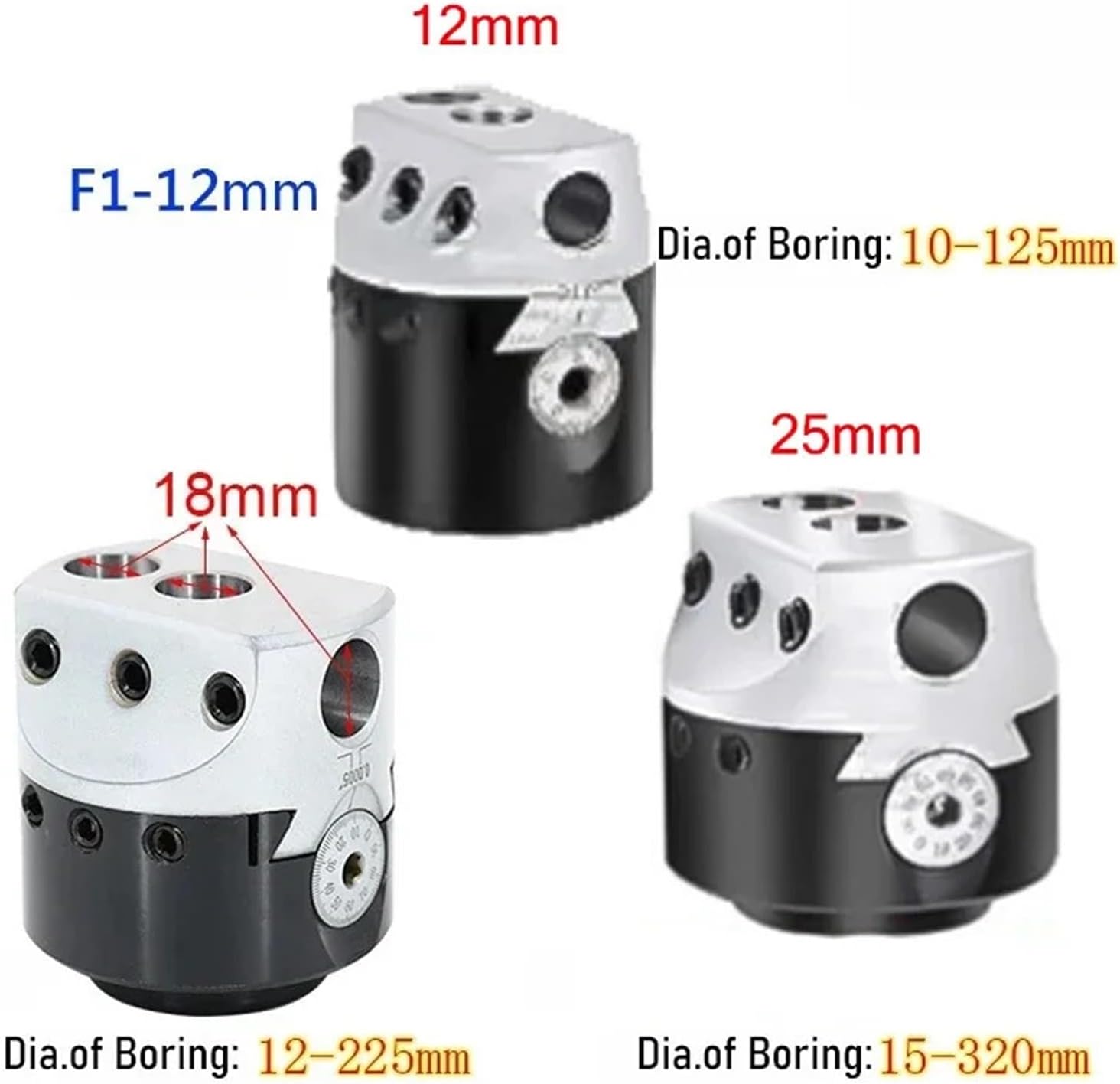 1pcs F1 2/3/4 inch 50/75/100mm F1 Type Boring Head Lathe Boring Bar Milling Holder For Milling Machine Tools + Hex Wrenche CNC Tools(C20 Tool Holder)