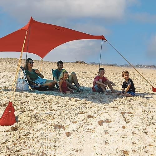 Otentik Beach Sunshade - with Sandbag Anchors - The Original Sunshade Since 2011 (Medium 8.2 x 5.5 ft - Up to 5 People, Red Bordeaux)