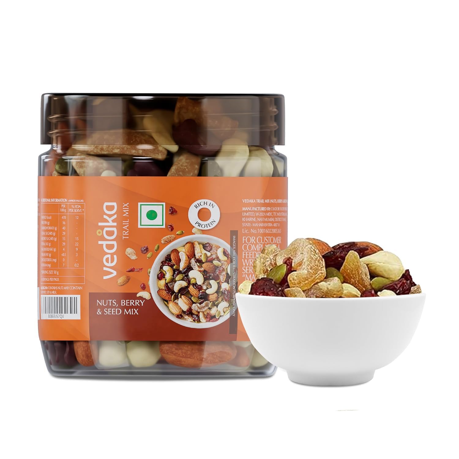 - Amazon Brand - Vedaka Nuts, Berries And Seed Mix, 200 Gm Pouch | Almond, Cashew, Cranberry, Amla And Pumpkin Seeds | Healthy Snacking (Previously Kitchen Cheer)