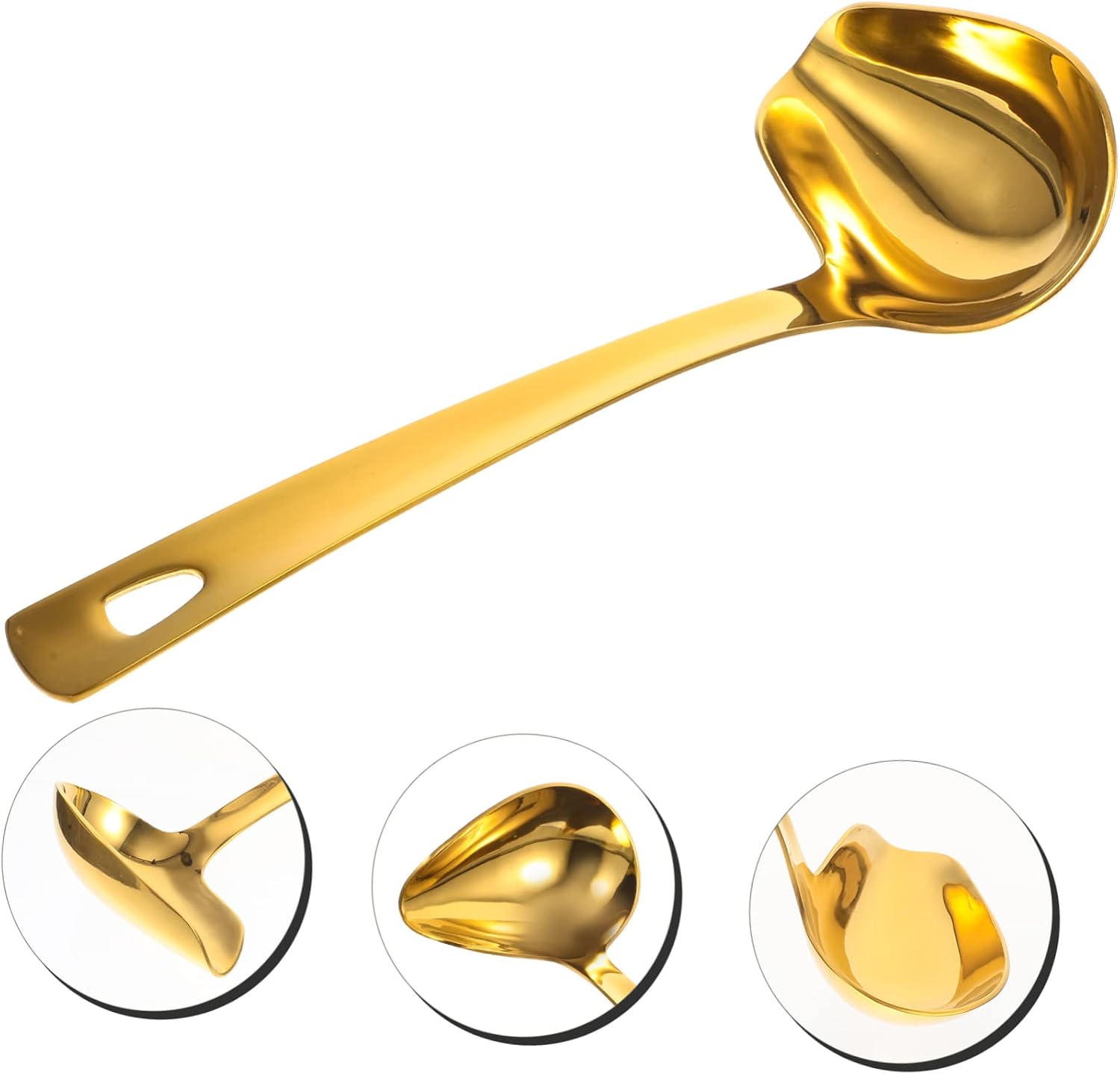 Sauce Ladle Golden Finish Stainless Steel with Pouring Spout
