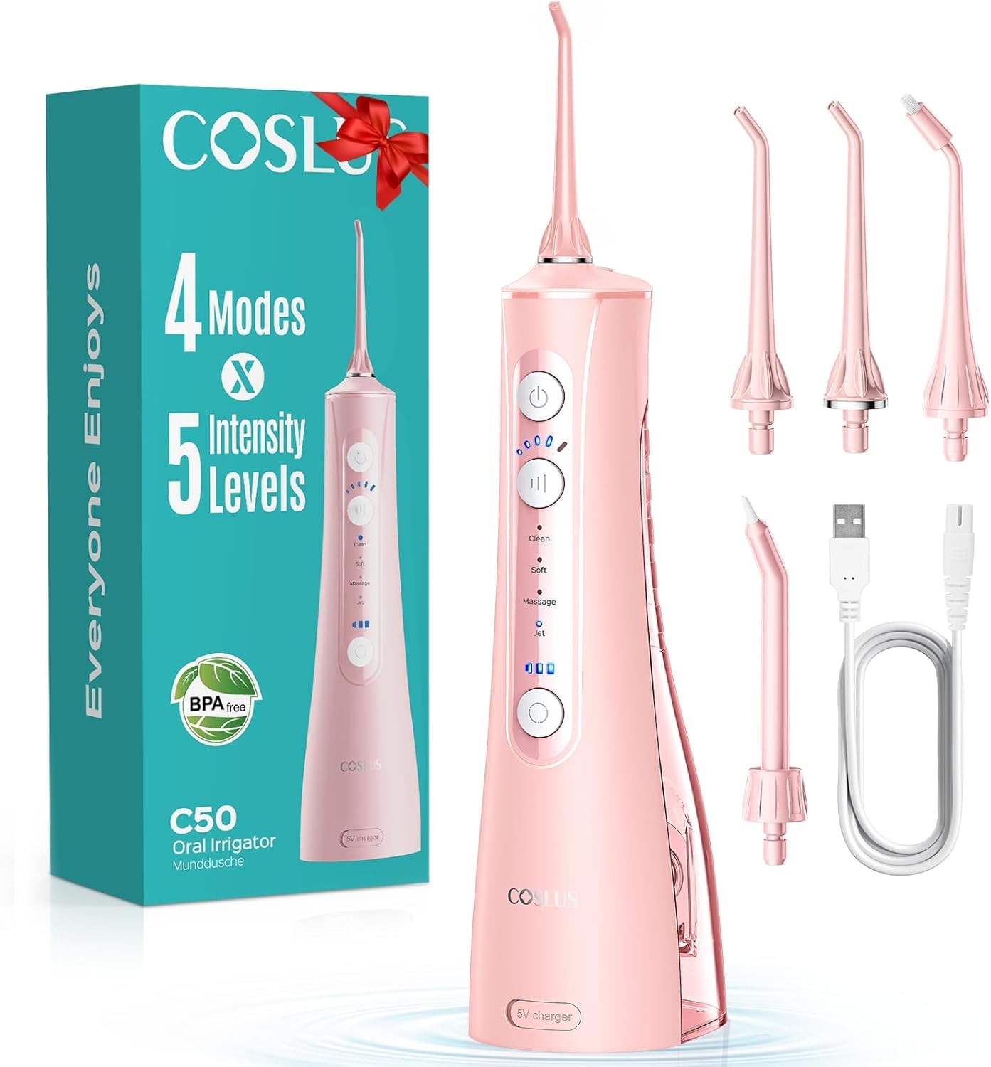 COSLUS C50, hydropulseur sans-fil, 4 modes et 20 niveaux, IPX7 étanche