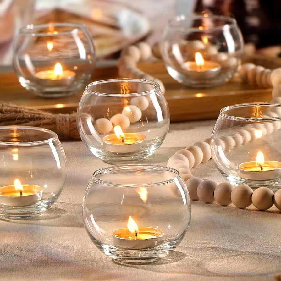 Clear Glass Round Tealight Candle Holders, 2" x 2" Bowl Shape, Set of 6, Table Decor for Weddings-image-29