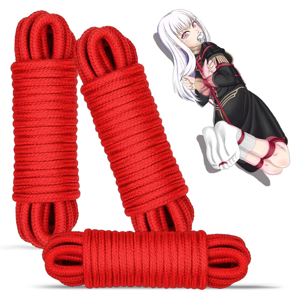 Soxeeh SMグッズ SMセット SM 拘束ロープ 縄 亀甲縛り ひも 長さ10M 3本セット(レッド)