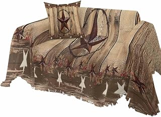 Rustic Country Sofa Cover Couch Cushion Slipcover, Western Stars Brown Texture Wooden Print Loveseat Sectional/Individual/L/T Shape Sofa Couch Furniture Protector Throws Blanket Cover,M 71"x102"