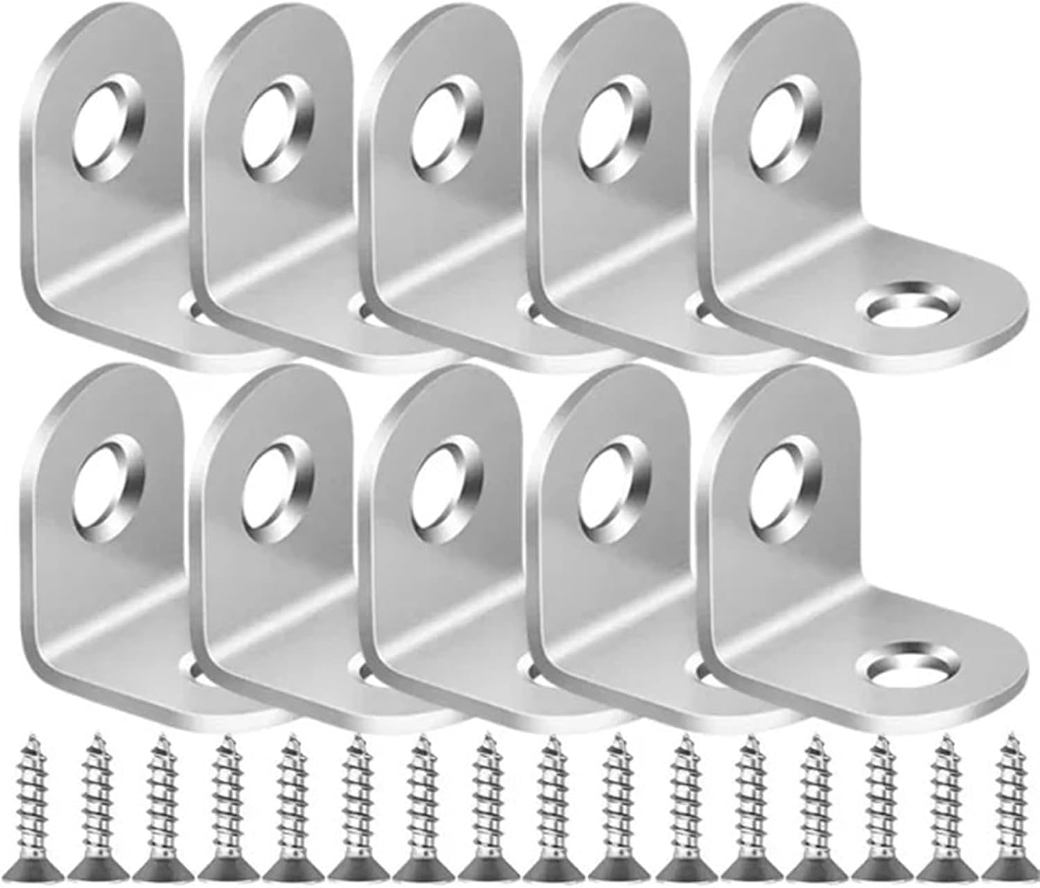 L Brackets Stainless Steel with Screws Cabinet Corner Brace Joint Fastener Wood Screens Shelf Furniture Hardware(10set-16x20mm)