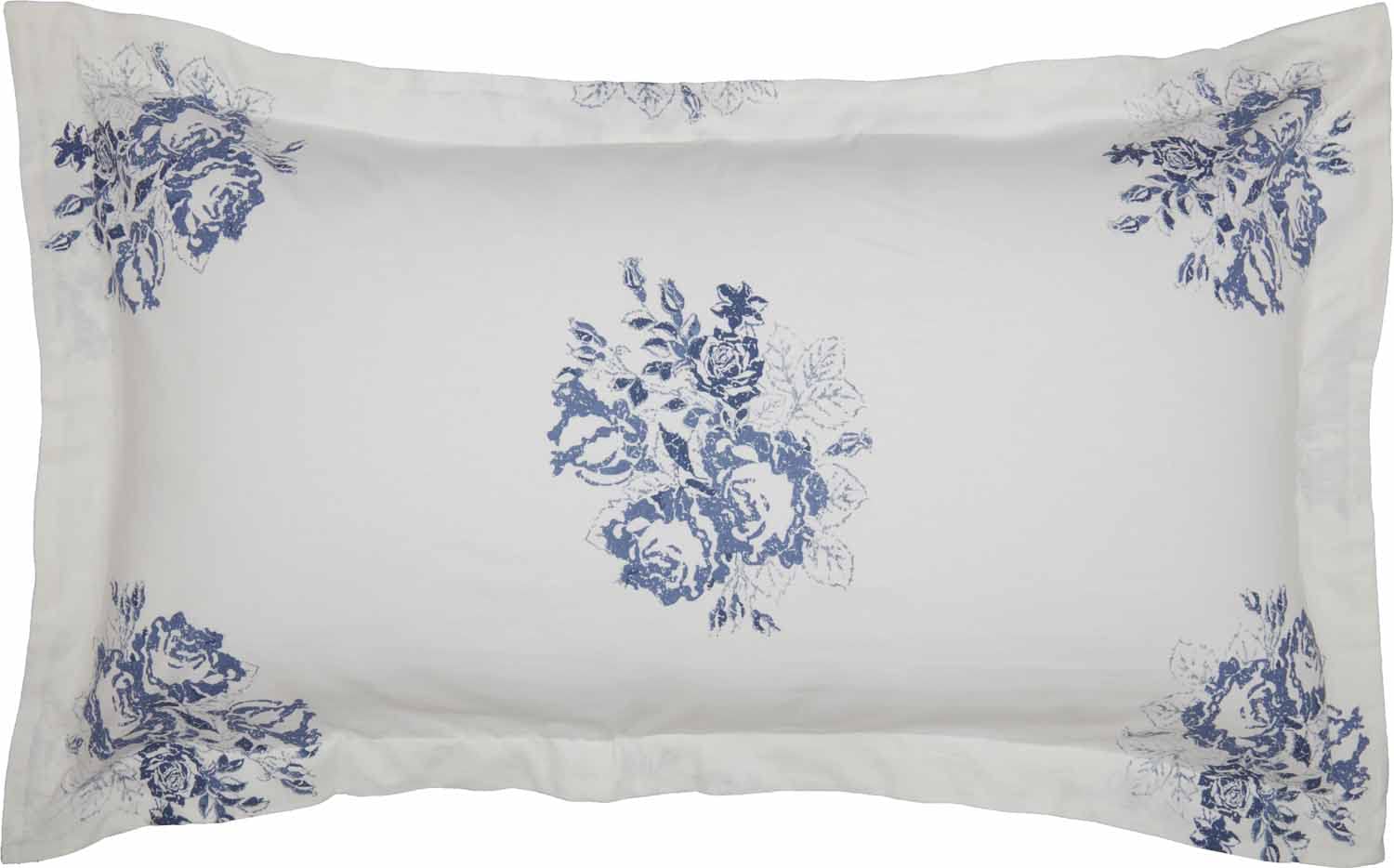 Piper ClassicsLydia Blue King Size Pillow Sham, 21" L x 37" W, Vintage Farmhouse, Boho Floral Print Bedding