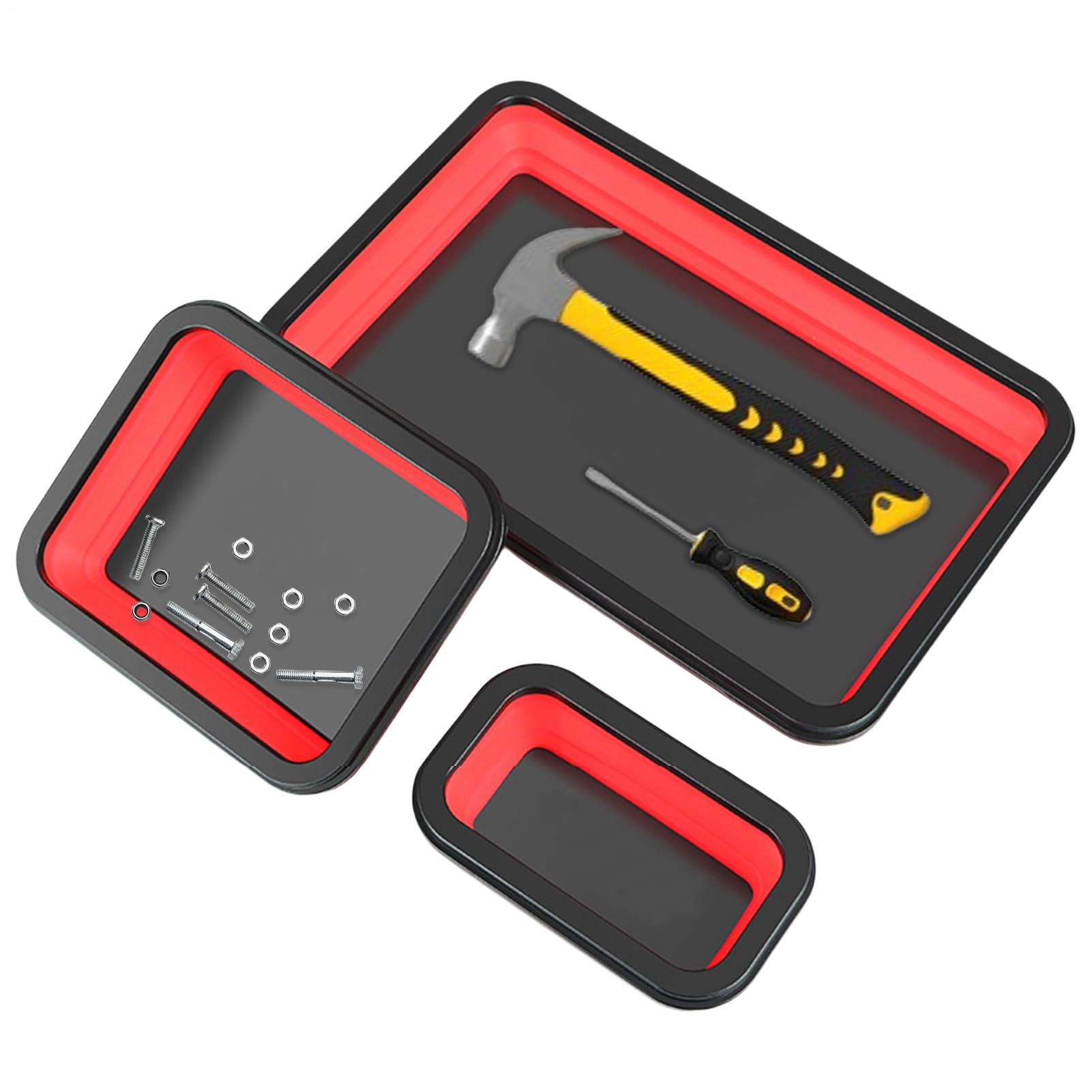 Portabulloni Calamitato Organizer In Silicone Con Magnete Per Smistare Viti | Set da 3 Vassoio Magnetico Organizzatore Porta- Per Meccanici Officina Garage Riparazione e Manutenzione Auto