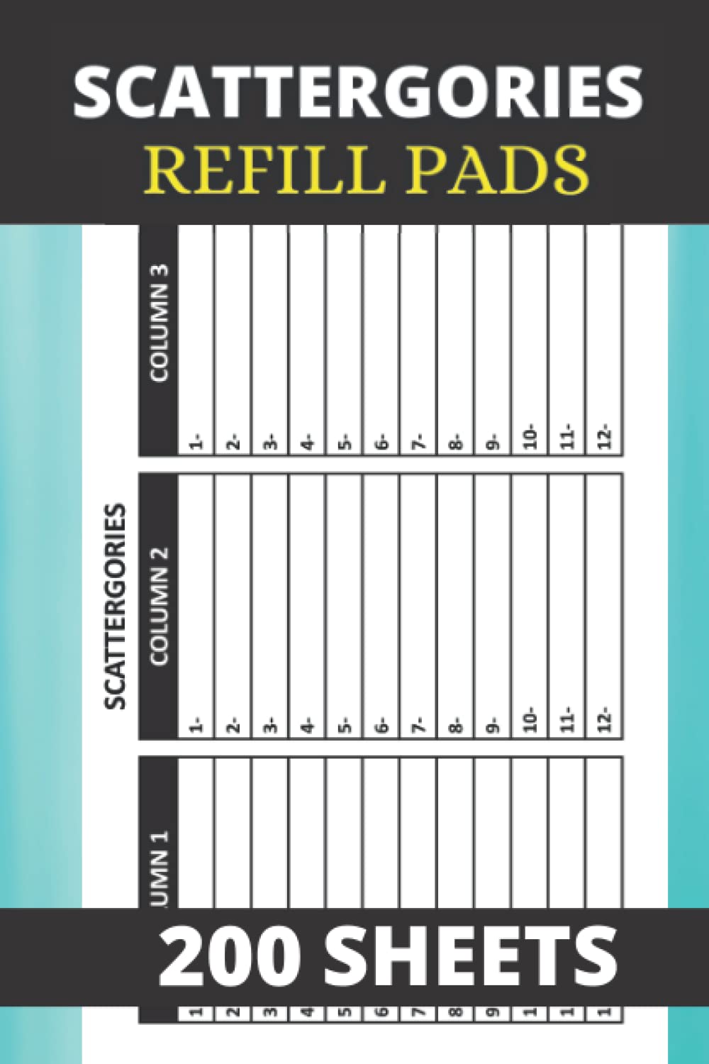 Scattergories Refill Pads: 200 scategories game Score Record Keeper Sheets