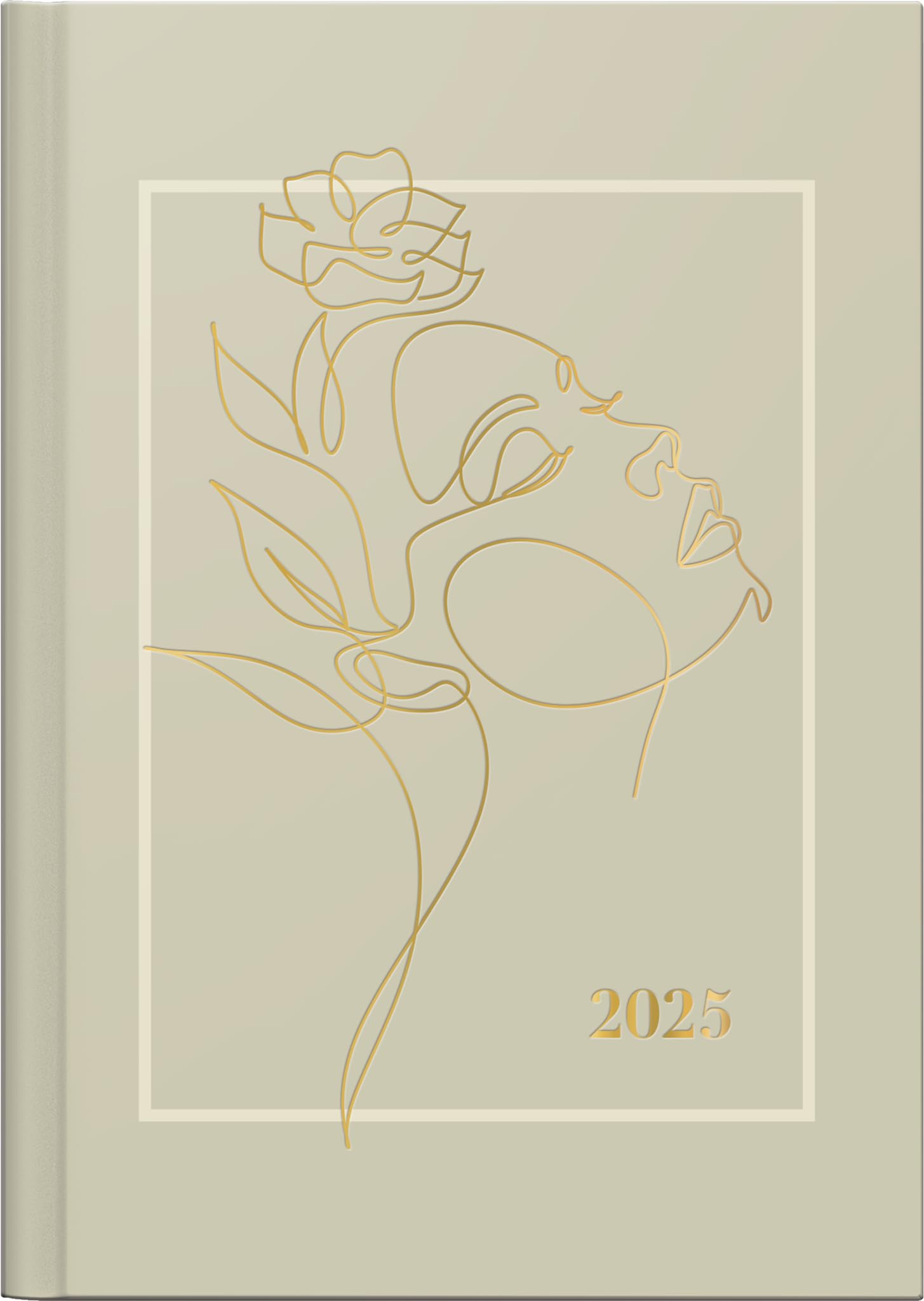 rido/idé Pocket Diary Model Technik III (2025) "One Line", 1 Page = 1 Day, A6, 384 Pages, Graphic Cover, Beige