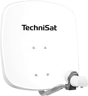 TechniSatDIGIDISH 45 - Satellite Dish for 2 Participants (45 cm Compact Satellite System - including Wall Mount, An-Roof Fitting for Mast Mounting (30-63 mm), and Universal Twin LNB) White Polar