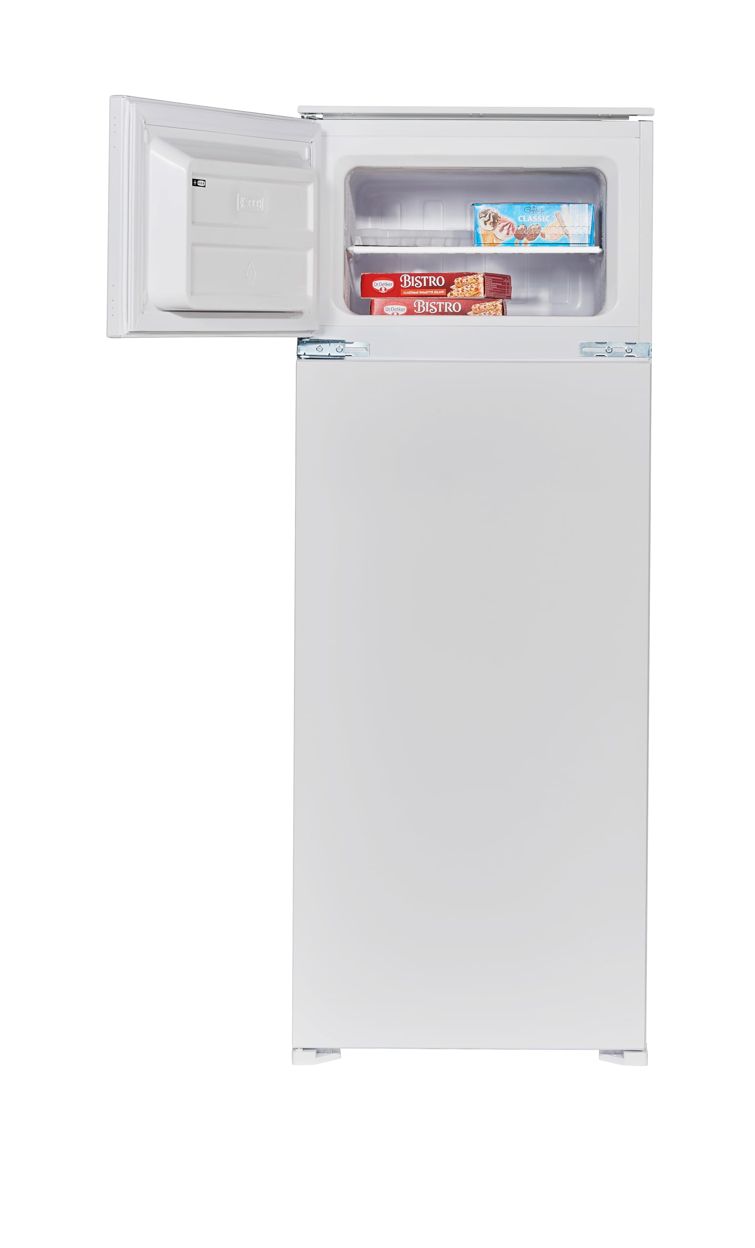 PKM Kühl-Gefrierkombination Einbau GK225.4EEBN | 205 Liter Nutzinhalt | 4 Sterne Gefrierfach | Wechselbarer Türanschlag | 144,5 x 56 cm Nische | Schlepptürtechnik | LED Beleuchtung | 39 dB | Weiß