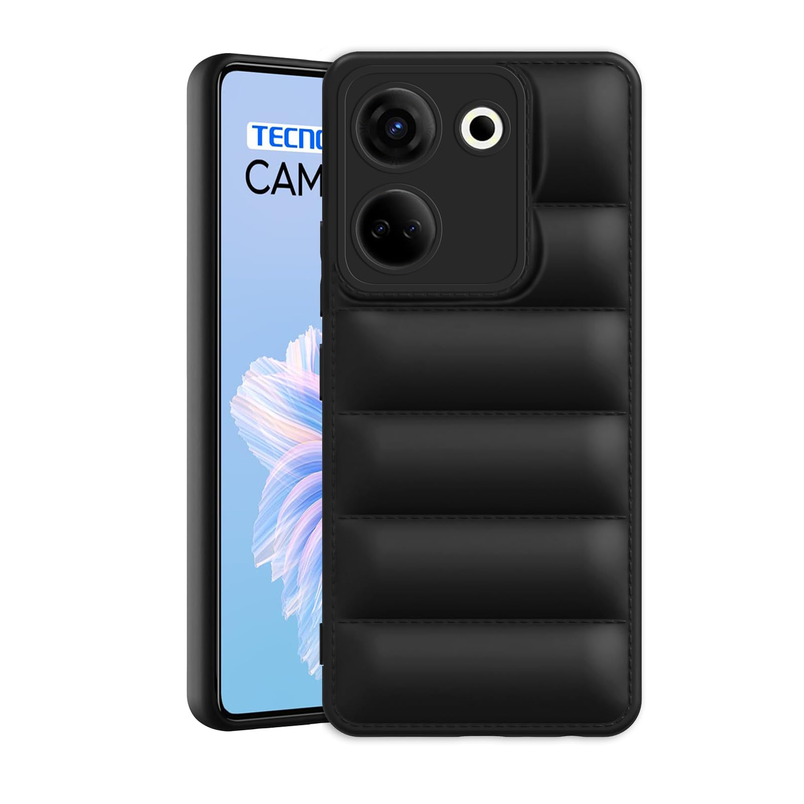 Plus Puffer Case Camera Protection Soft Back Cover for Tecno Camon 20 | Tecno Camon 20 Pro - Black (B0CTFMC286) Amazon Price History, Amazon Price Tracker