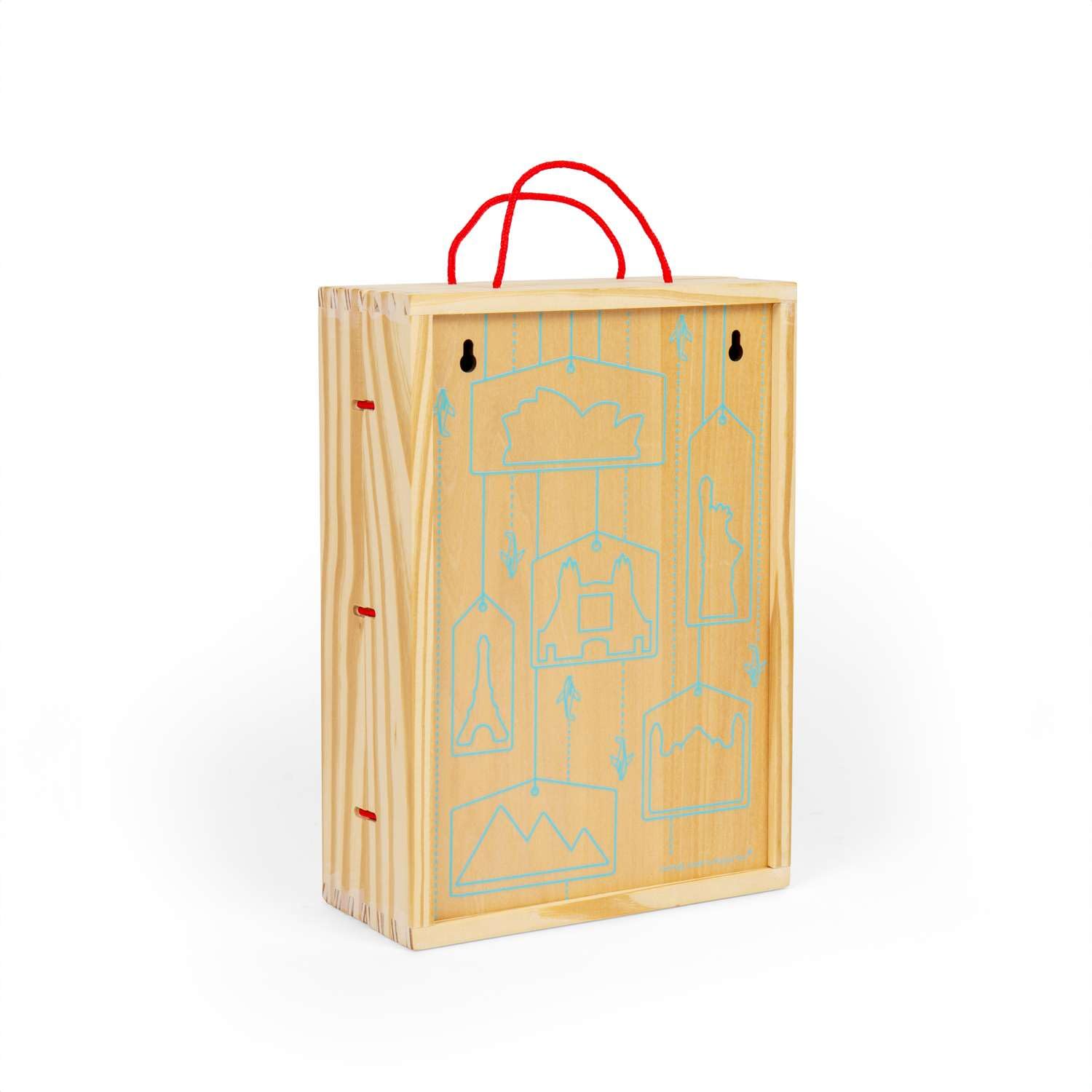 Bigjigs Toys Podróżny zestaw do zabawy – 10 szt. drewniany zestaw do zabawy z zabytkami świata i rozkładaną matą do zabawy, dla małych dzieci i dzieci, przyjazna w podróży zabawka, zestaw Montessori