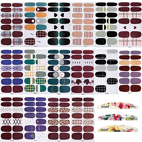 TYLCC 16 Sheets Full Wraps Nail Polish Stickers,Self-Adhesive Nail Art Decals Strips Manicure