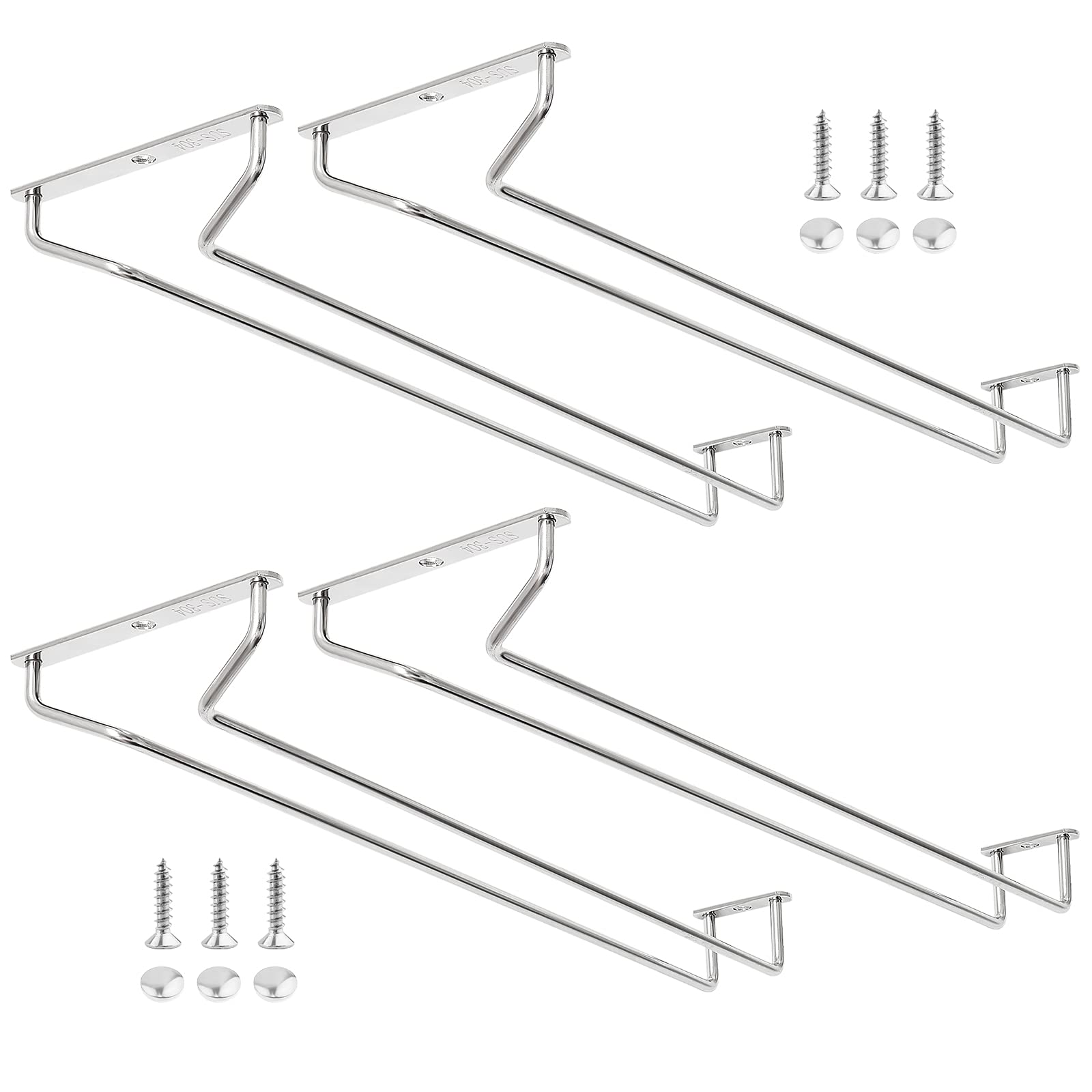 CUKE2BEET Portabicchieri Da Sottopensile In Acciaio Inox 40 Cm - Set Da 2, Per Calici Da Vino, Risparmia Spazio Per Cucina E Bar - 4